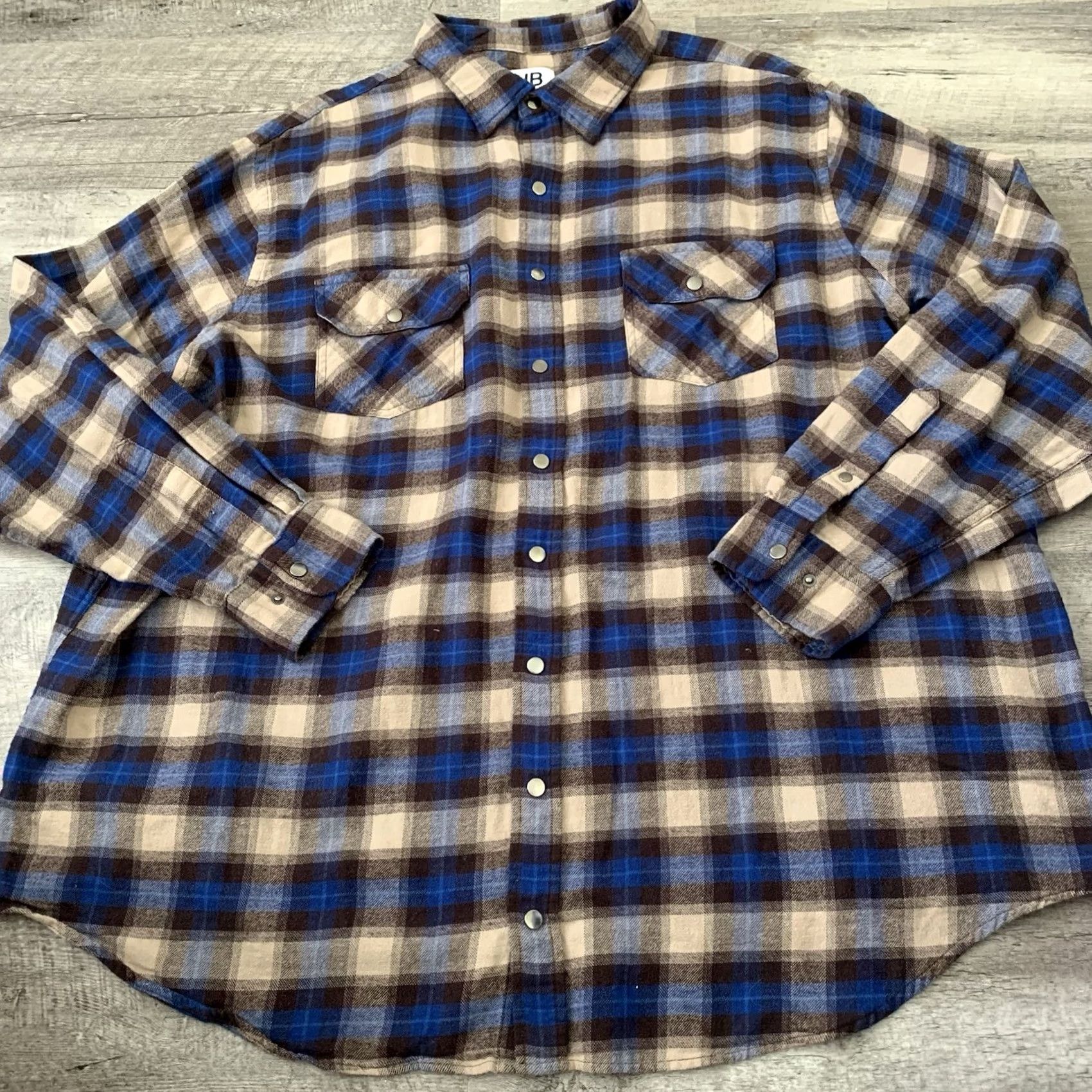 Vintage HB Harbor Bay Flannel Shirt Mens 2XLT Big & Tall Blue Brown Pearl Snap Pockets Plaid Button-Up Size US XXL / EU 58 / 5 - 7 Thumbnail