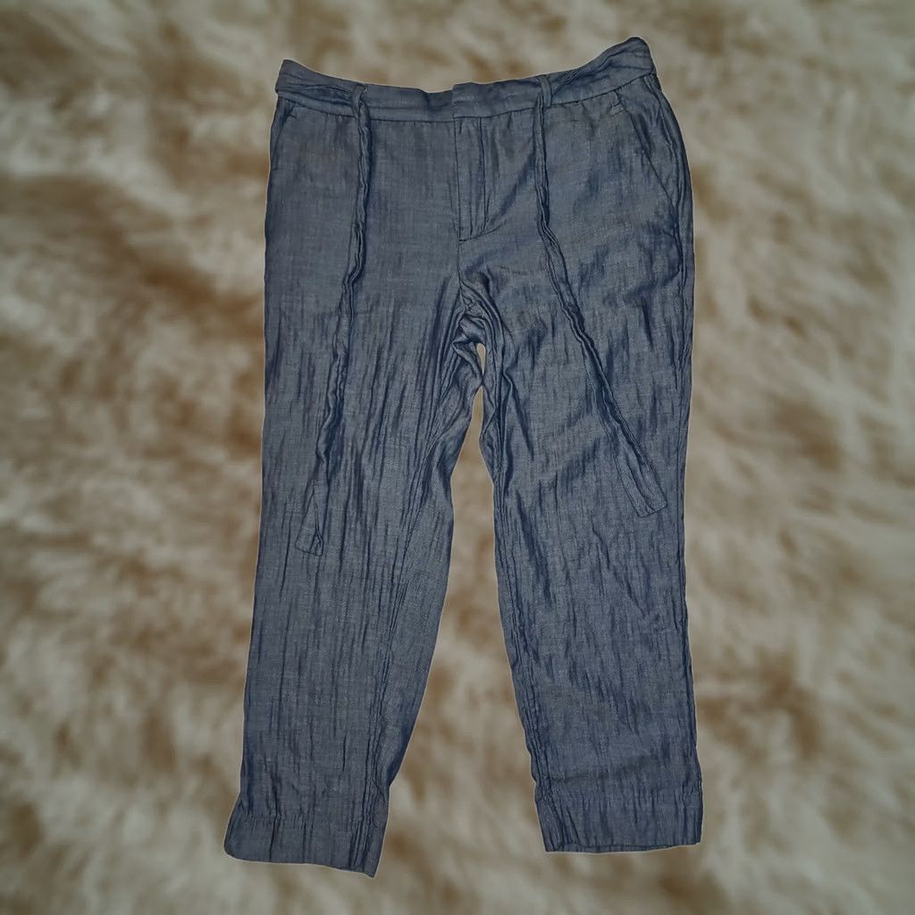 Banana Republic Banana Republic Avery Pants Women's 12 Blue Mid-Rise Self Tie Casual Work Wear Pants Size 34" / US 12 / IT 48 - 1 Thumbnail