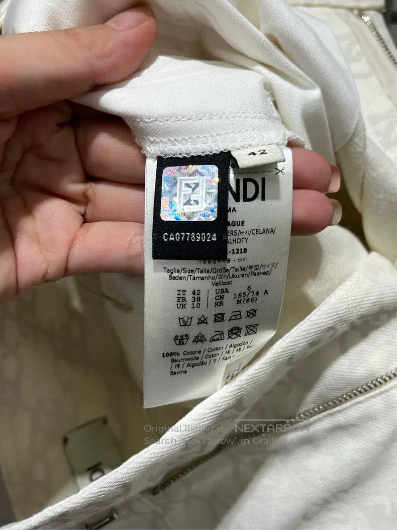 Fendi Fendi White light logo print old flower pants Size 27" / US 4 / IT 40 - 4 Thumbnail