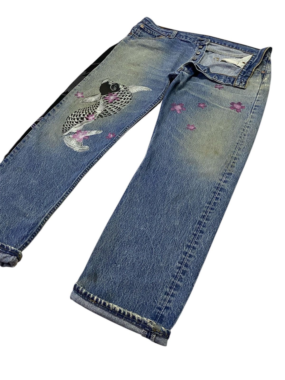 Levi's Vintage Levi’s 501 Custom Sukajan Distressed Denim Pants Size US 36 / EU 52 - 24 Thumbnail