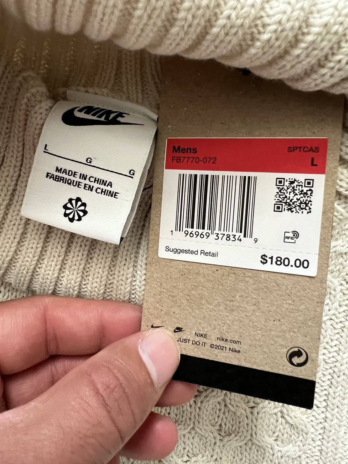 Nike Nike Life Cable Knit Turtleneck Sweater Bone Size US L / EU 52-54 / 3 - 5 Thumbnail