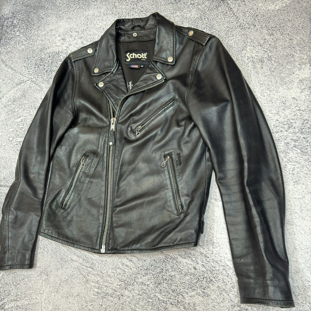 Schott Schott Mens Black Biker Jacket M size Size US M / EU 48-50 / 2 - 8 Thumbnail