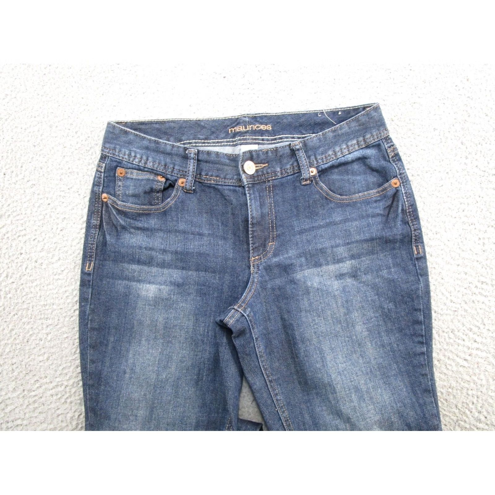 Vintage Maurices Womens Bootcut Dark Wash Stretch Blue Denim Jeans Size 7/8 X Short - Good Used Condition Size 30" / US 8 / IT 44 - 3 Thumbnail