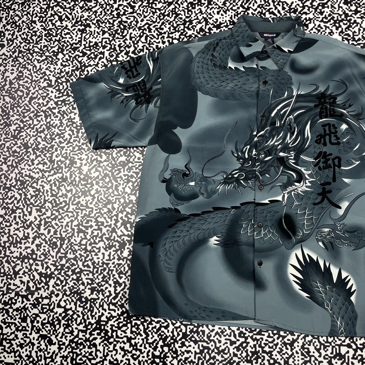 Anime Vintage 90s JAPANESE Dragon Art All Over Shirt Anima Style Size US L / EU 52-54 / 3 - 3 Thumbnail
