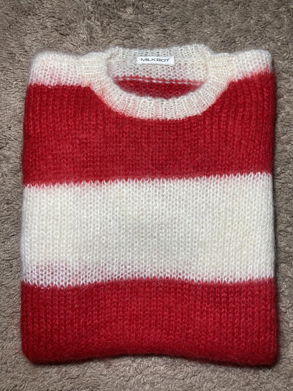 AW94 Milkboy Mohair Striped Short Sleeve Knit Punk Sex 90s