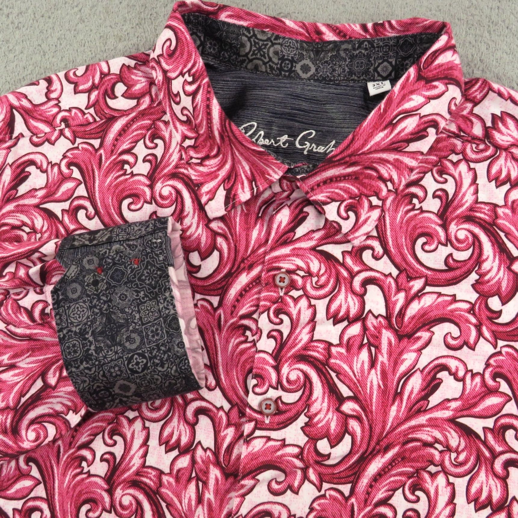Robert Graham Robert Graham Shirt XXXL Mens Pink White Baroque Crazy Graphic Print Flip Cuff Shirt Size US XXL / EU 58 / 5 - 2 Thumbnail