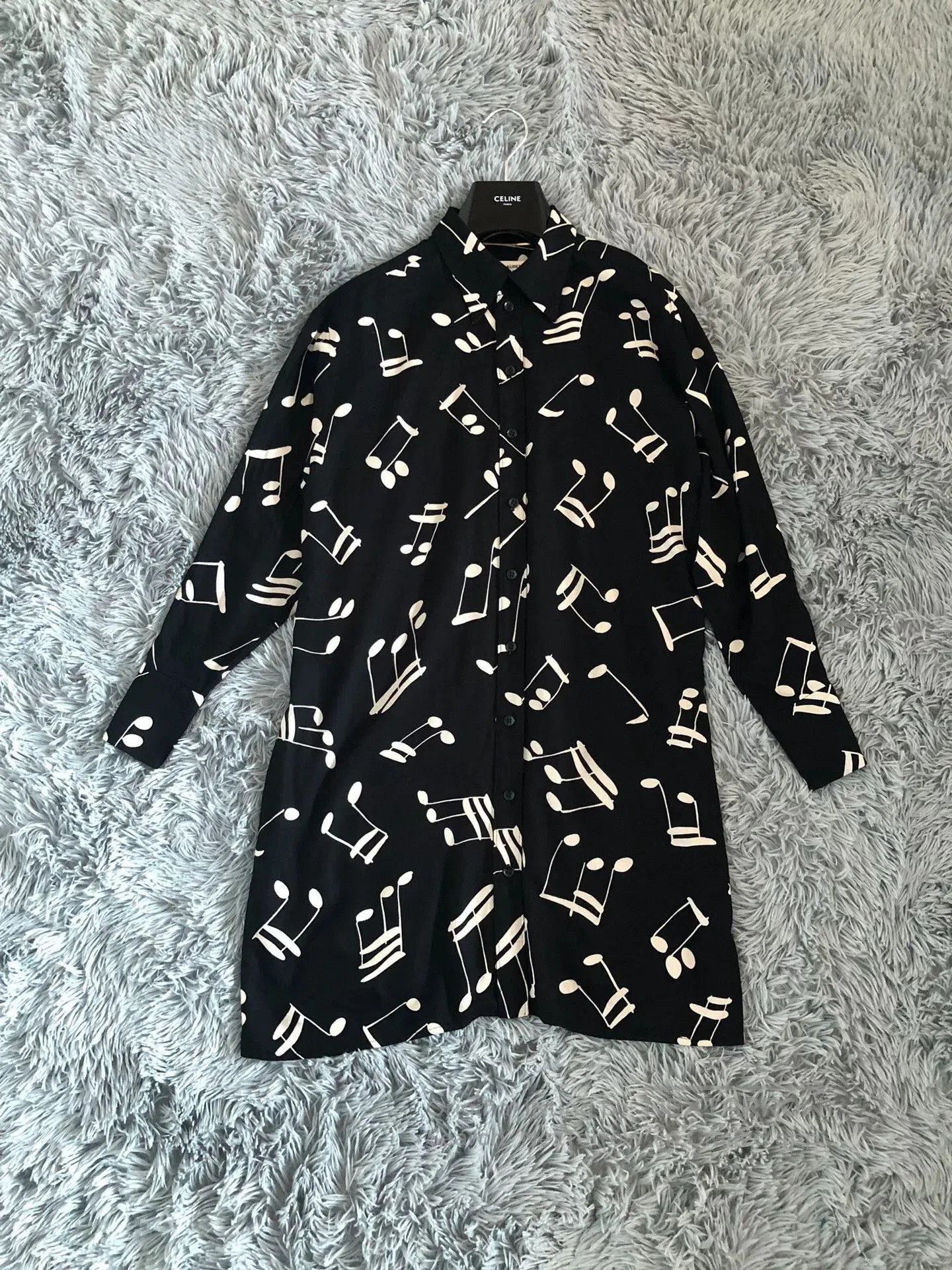 Saint Laurent Paris Saint Laurent 16FW Music Note Shirt Dress. Size XS / US 0-2 / IT 36-38 - 1 Thumbnail