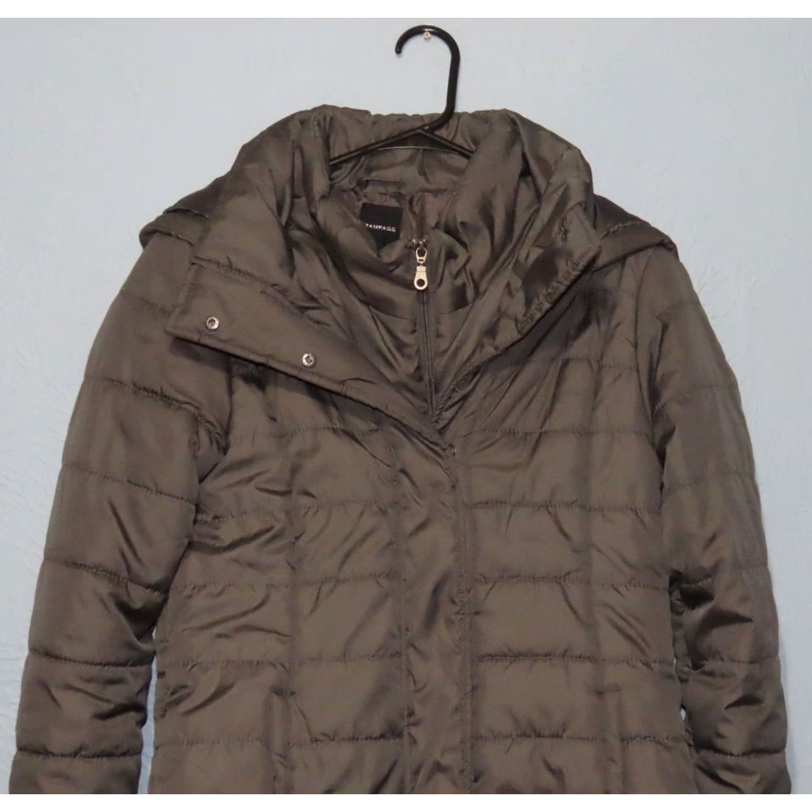 Vintage Rampage Gray Quilted Women's L Hooded Puffer Coat Jacket/Coat Long Sleeve Zip Mid-Length Winter Regular Beanies? Size L / US 10 / IT 46 - 3 Thumbnail