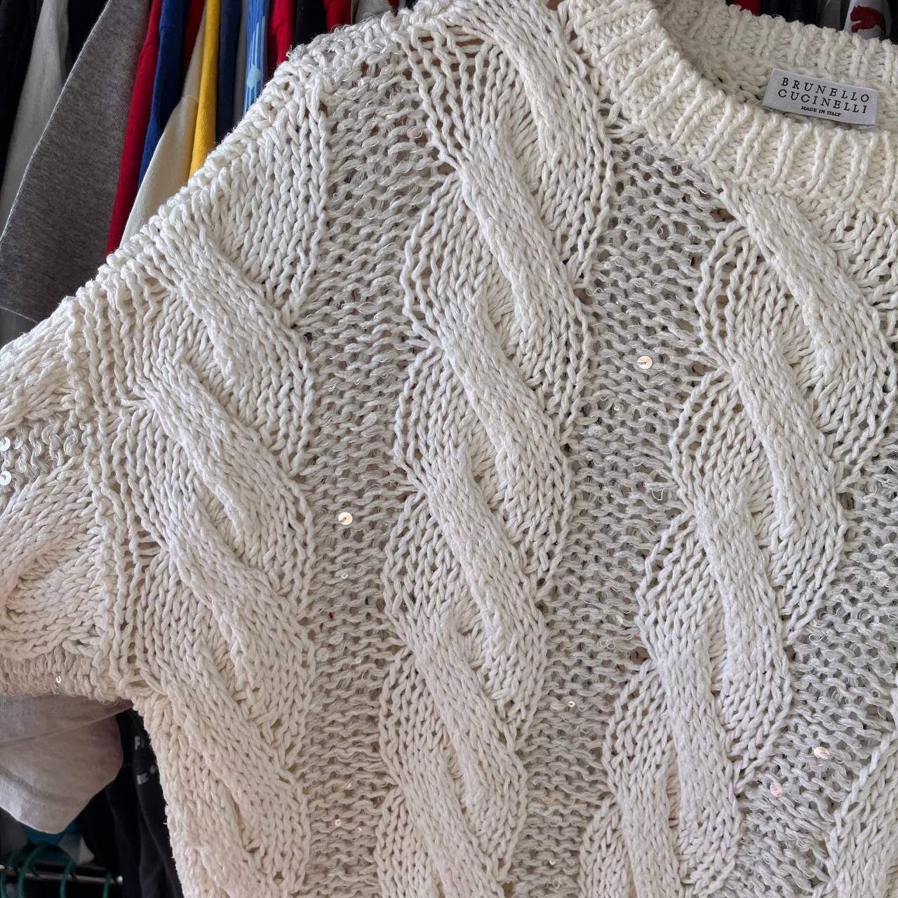 Brunello Cucinelli Brunello Cucinelli Cropped Sequin Cable Knit Sweater XS Size XS / US 0-2 / IT 36-38 - 5 Thumbnail