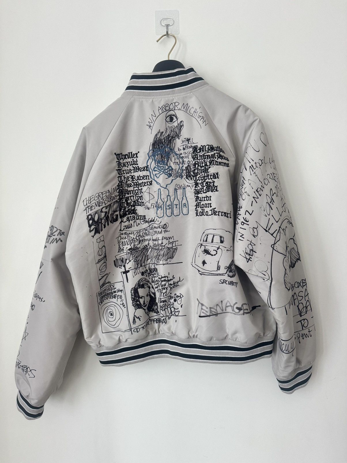 Paly Hollywood Paly Hollywood “Bolinas”Graffiti-Print Bomber Jacket Grey XL Size US XL / EU 56 / 4 - 2 Thumbnail