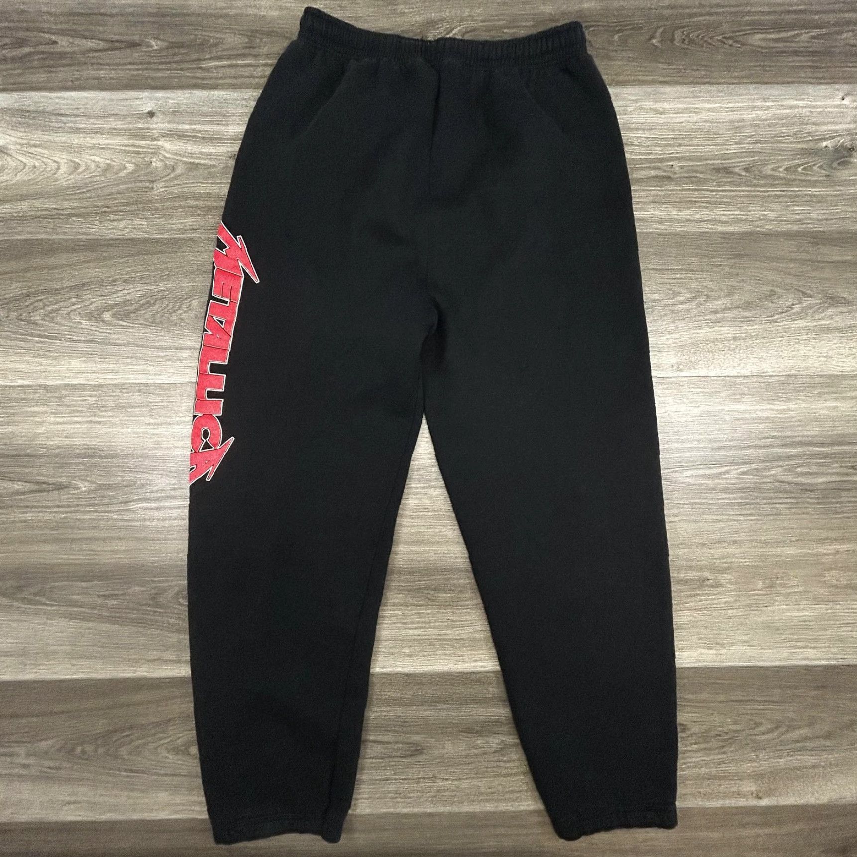 Fruit Of The Loom VINTAGE Metallica Sweatpants Mens L Black Fleece Joggers Made USA 90s 1991 Size US 33 - 3 Thumbnail