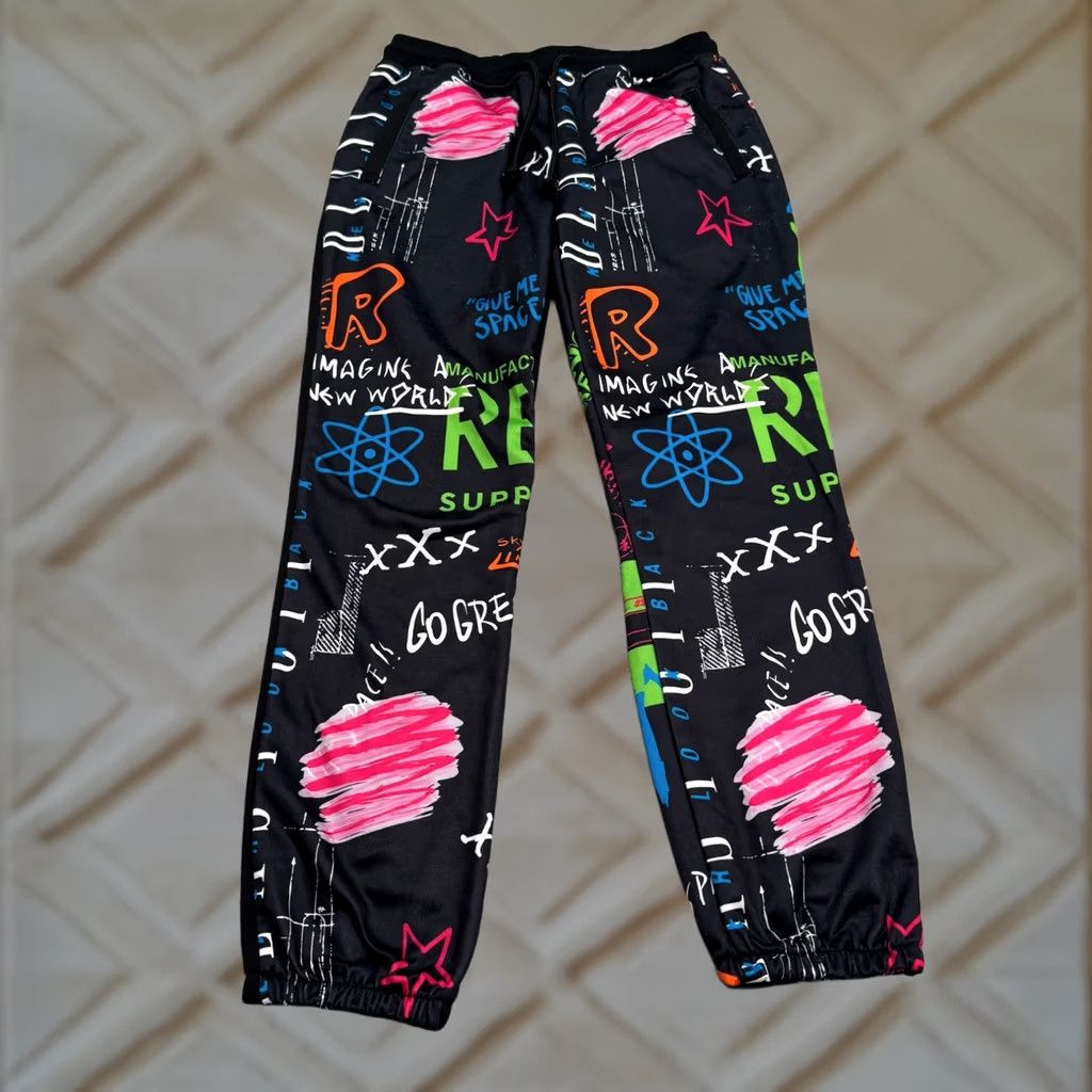 Reason Reason Graffiti Space Print Graphic Jogger Sweatpants Men S Black Streetwear Size US 29 - 1 Thumbnail