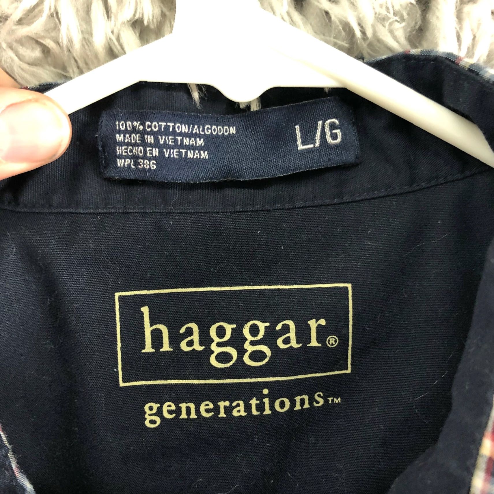 Haggar Haggar Shirt Button-Up Plaid Blue Long Sleeve Button-Down Collar Mens Large Blues Classic Vintage No Size US L / EU 52-54 / 3 - 6 Thumbnail
