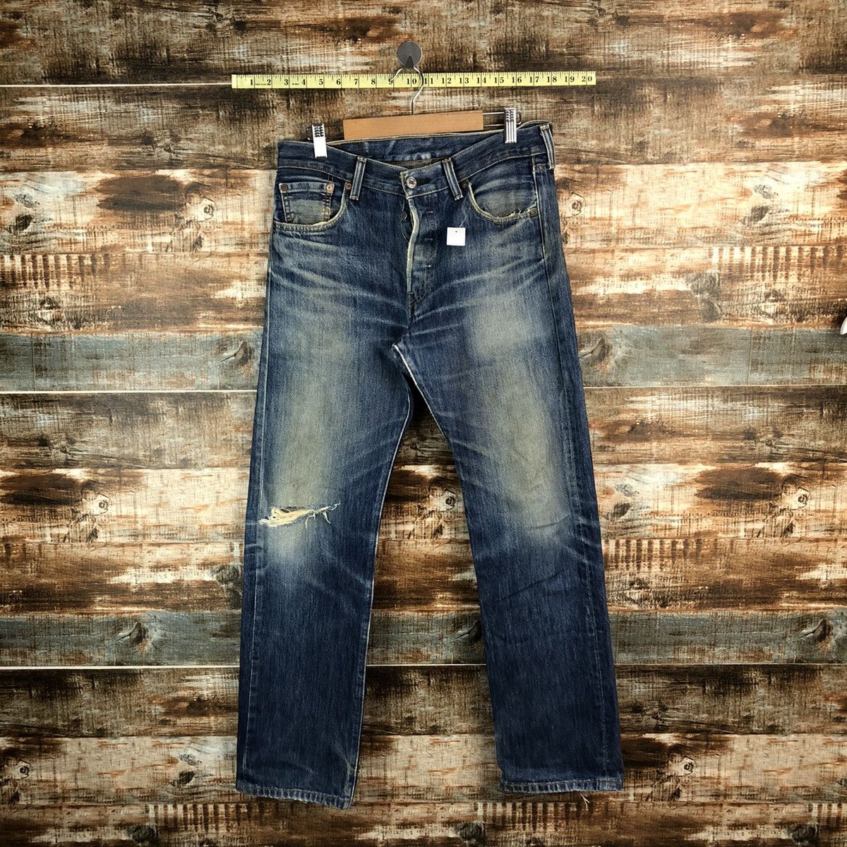 Levi's 501 Levis Blue Distressed ripped Denim Pants #A1443 Size US 30 / EU 46 - 1 Thumbnail