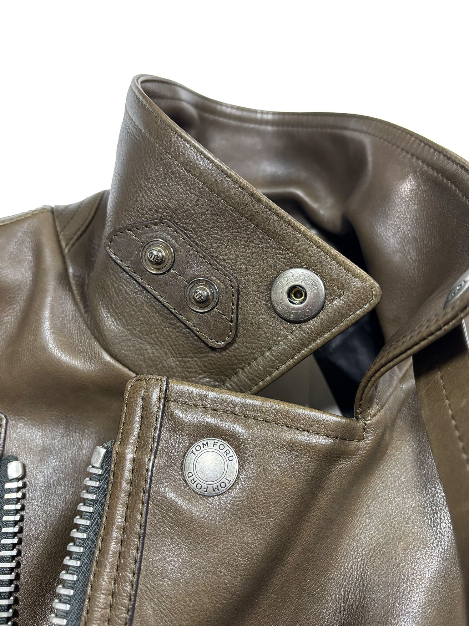 Tom Ford TOM FORD Grain Leather Biker Jacket Brown Size 48 NWT Size US M / EU 48-50 / 2 - 12 Thumbnail