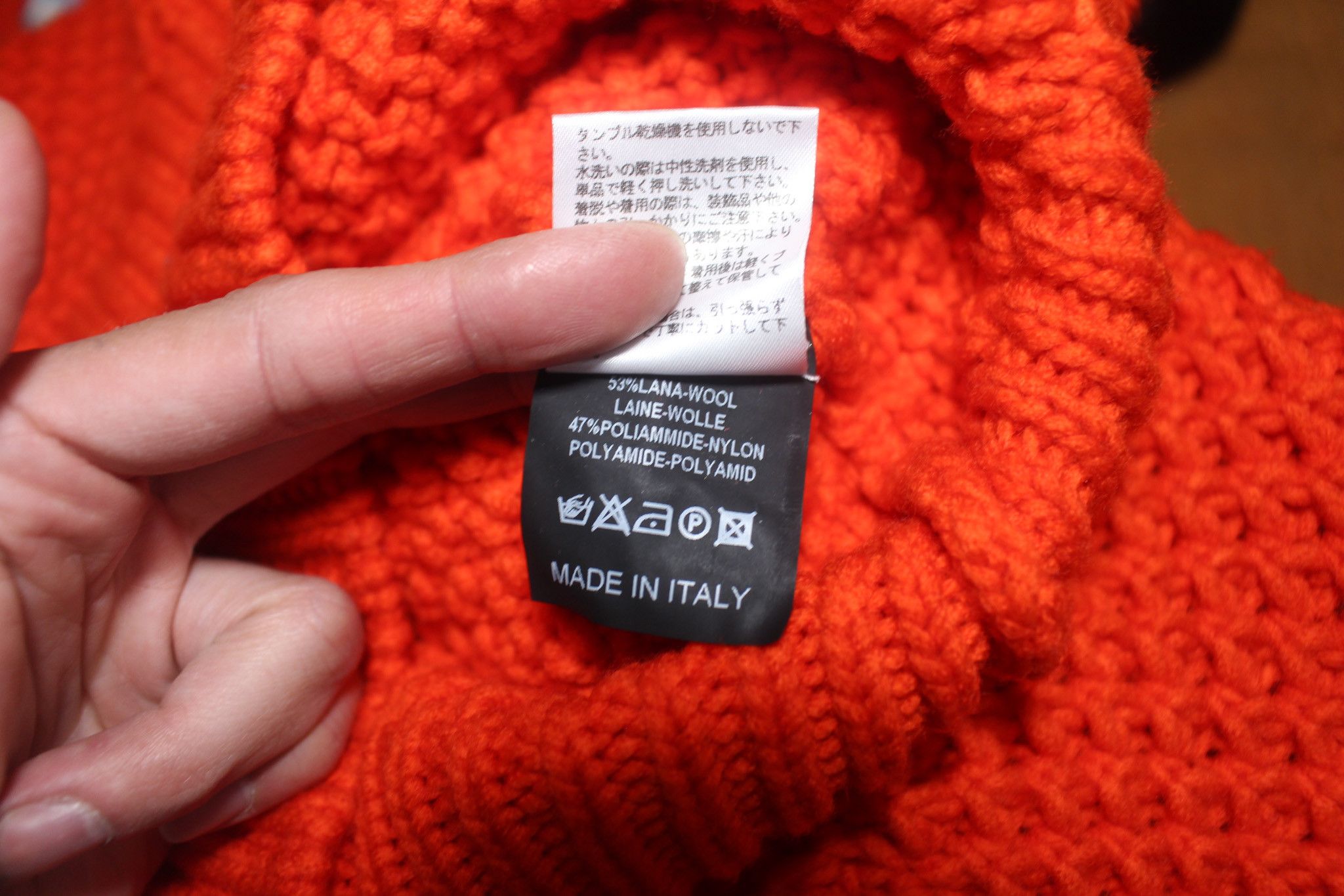 Raf Simons × Sterling Ruby FW14 Orange Wool Elongated Neck Sweater Size US M / EU 48-50 / 2 - 8 Thumbnail