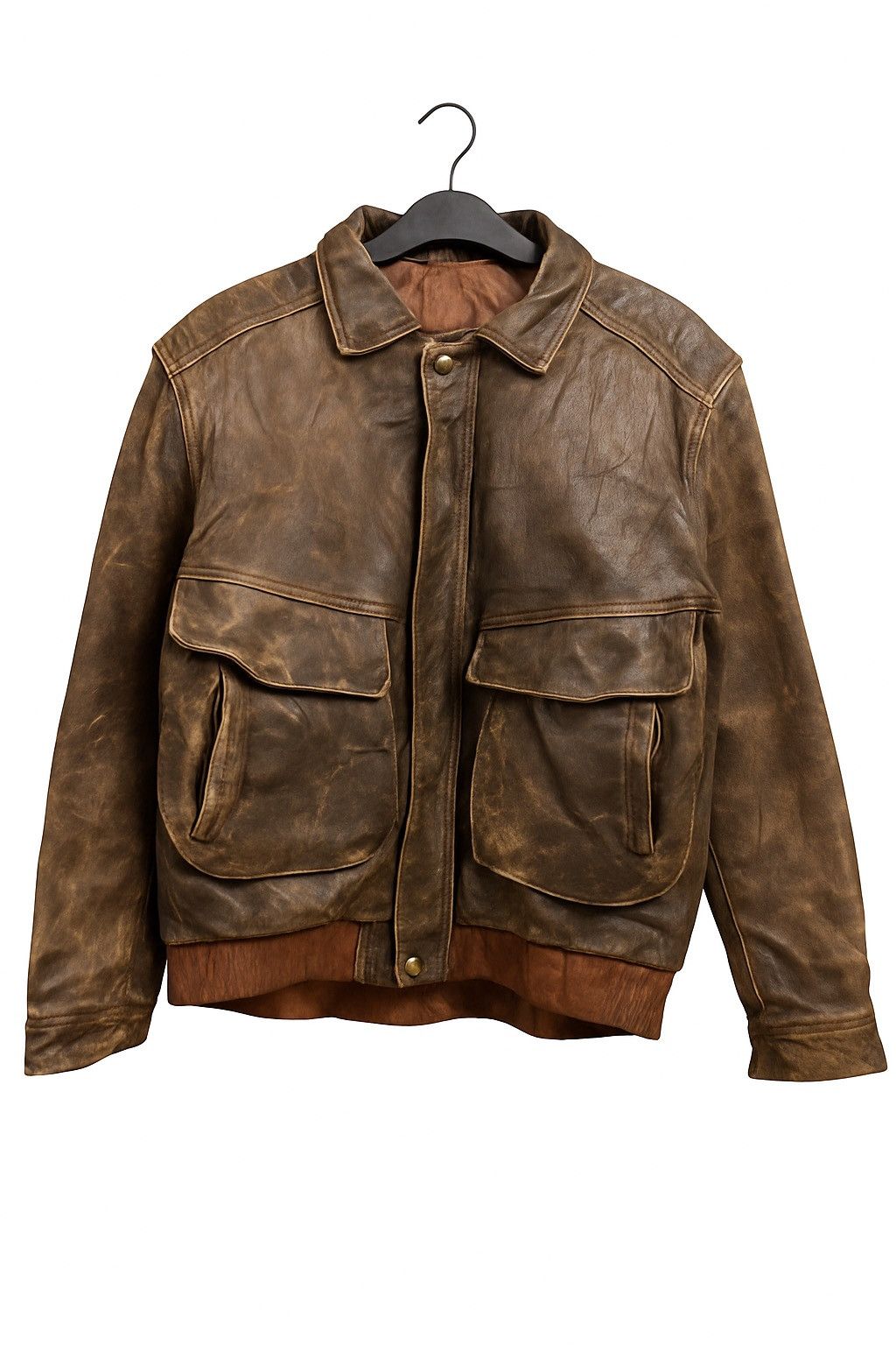 Other Vintage Distressed Brown Leather Jacket Large Front Pockets Size US M / EU 48-50 / 2 - 1 Thumbnail