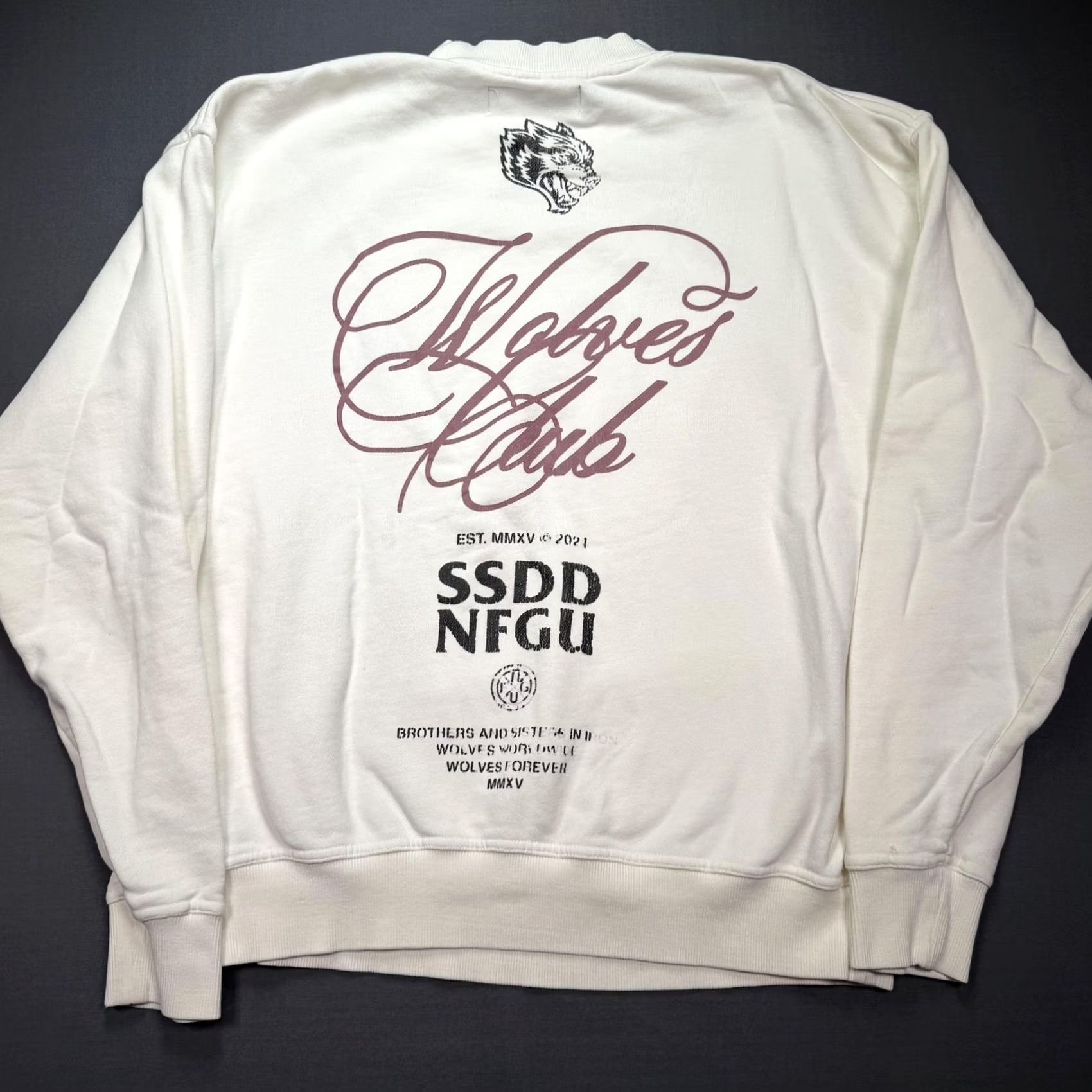 Darc Sport Darc Sport Sweatshirt Mens S White Wolves Club SSDD NFGU Fleece Pullover Graphic Print Crew Neck Size US S / EU 44-46 / 1 - 5 Thumbnail