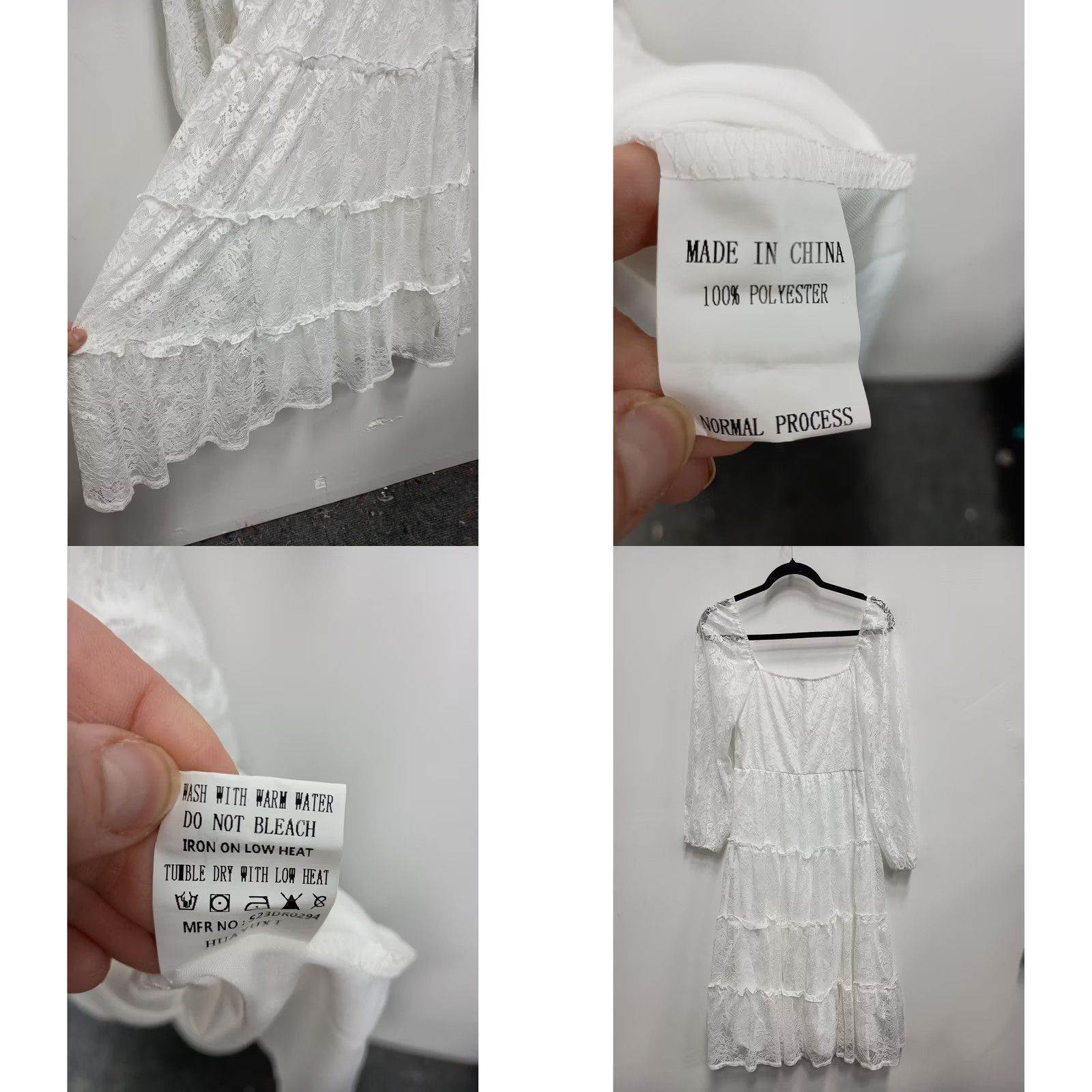 Vintage Simplee Dress Womens Medium White Lace Tiered Midi Boho Romantic Cottagecore Size M / US 6-8 / IT 42-44 - 8 Thumbnail