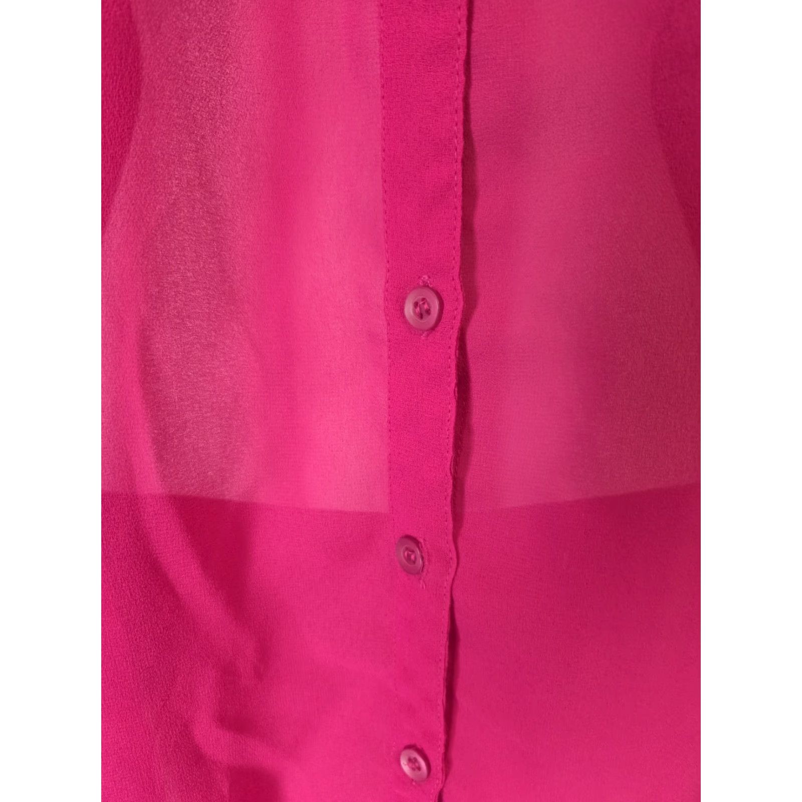 Vintage VINTAGE 80s Steven Barry Hot Pink Lightweight Sheer Button Front Top Shirt Tunic 9/10 Womens Size M / US 6-8 / IT 42-44 - 4 Thumbnail