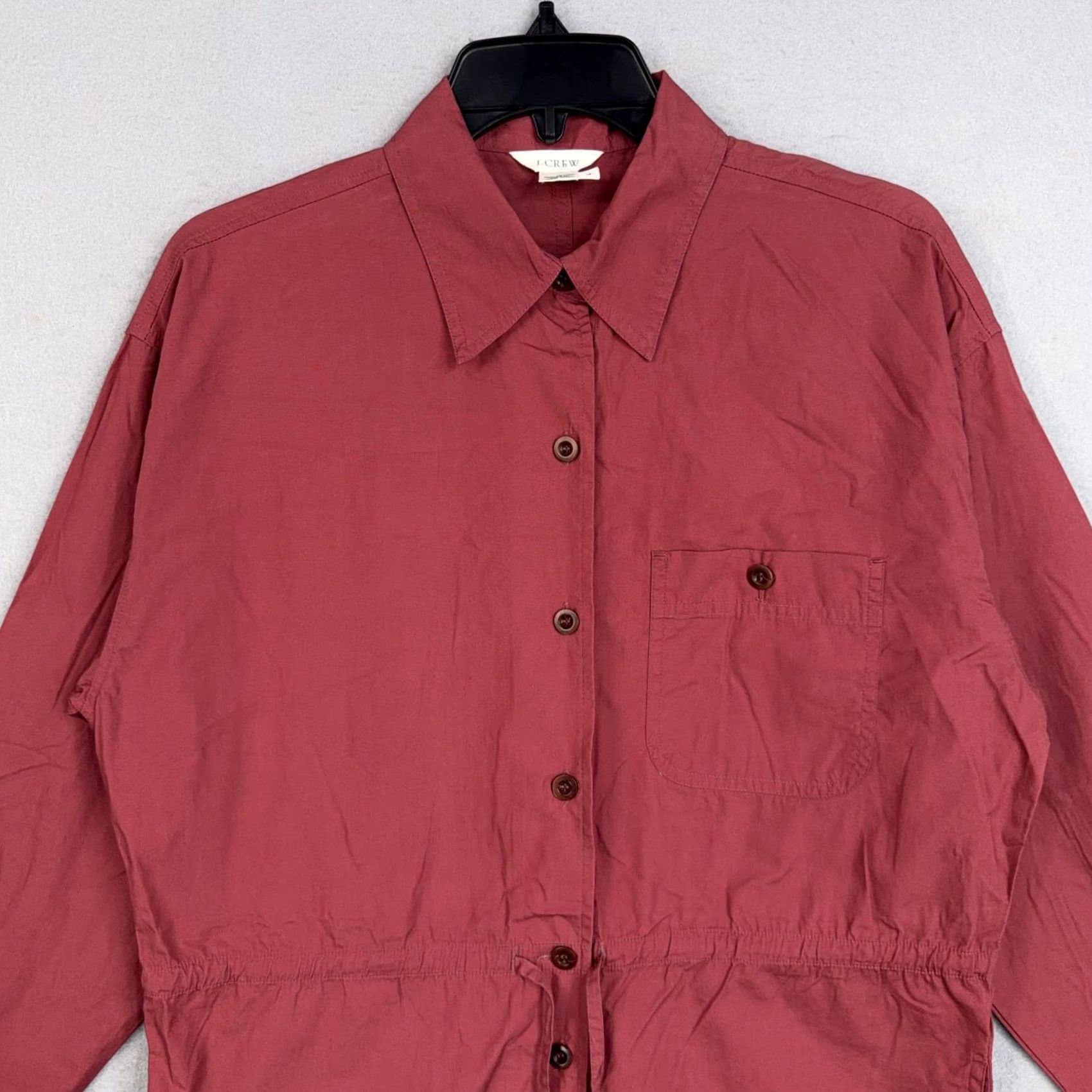 J.Crew VINTAGE J.CREW Shirt Dress Womens 4 Red Classic Preppy Heritage Pockets 90s Casual Workwear Knee Length Womens Size S / US 4 / IT 40 - 2 Thumbnail