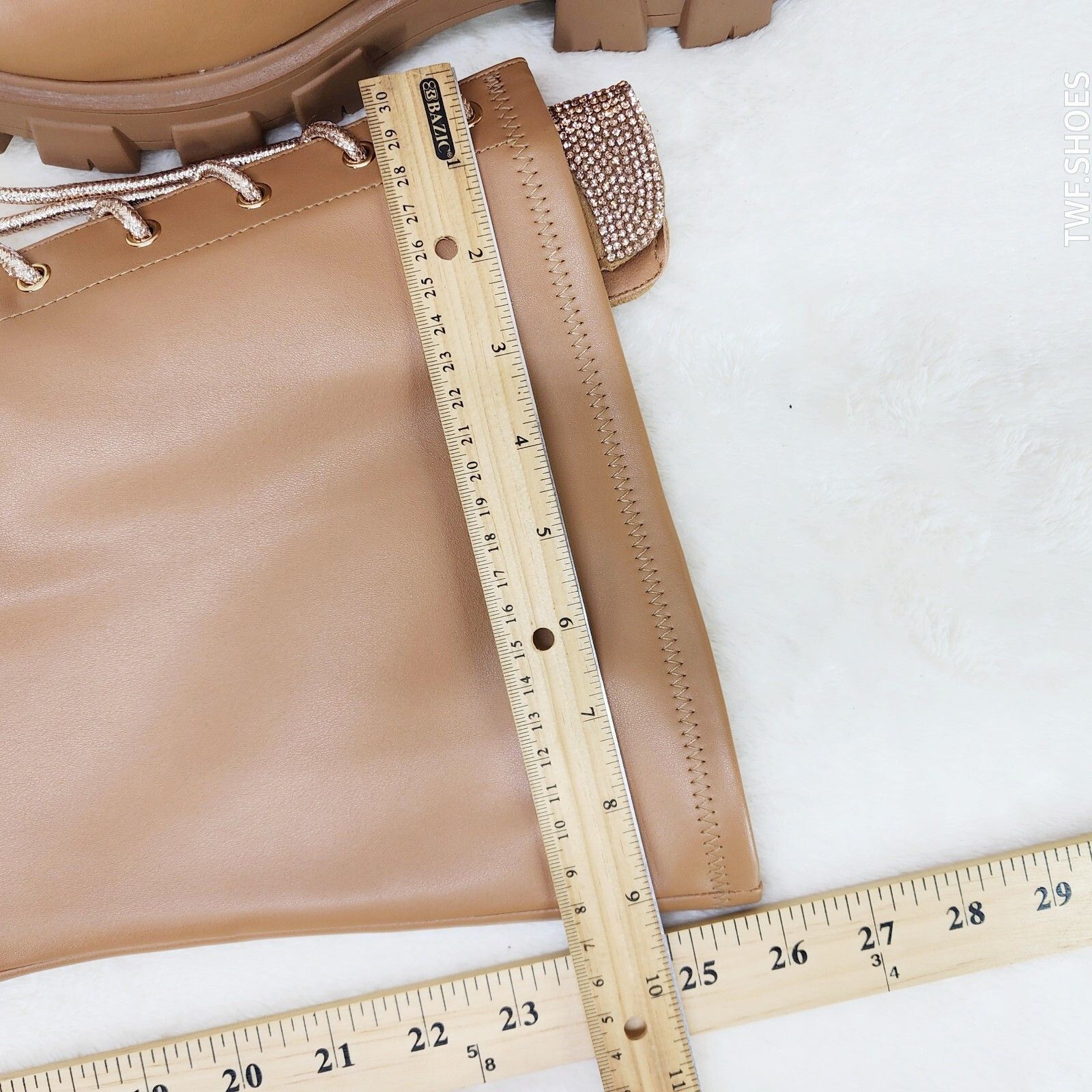 Other Roscoe Rose Gold Tan Combat Thigh High Boots Rose Gold Rhine Size US 10 / IT 40 - 6 Thumbnail