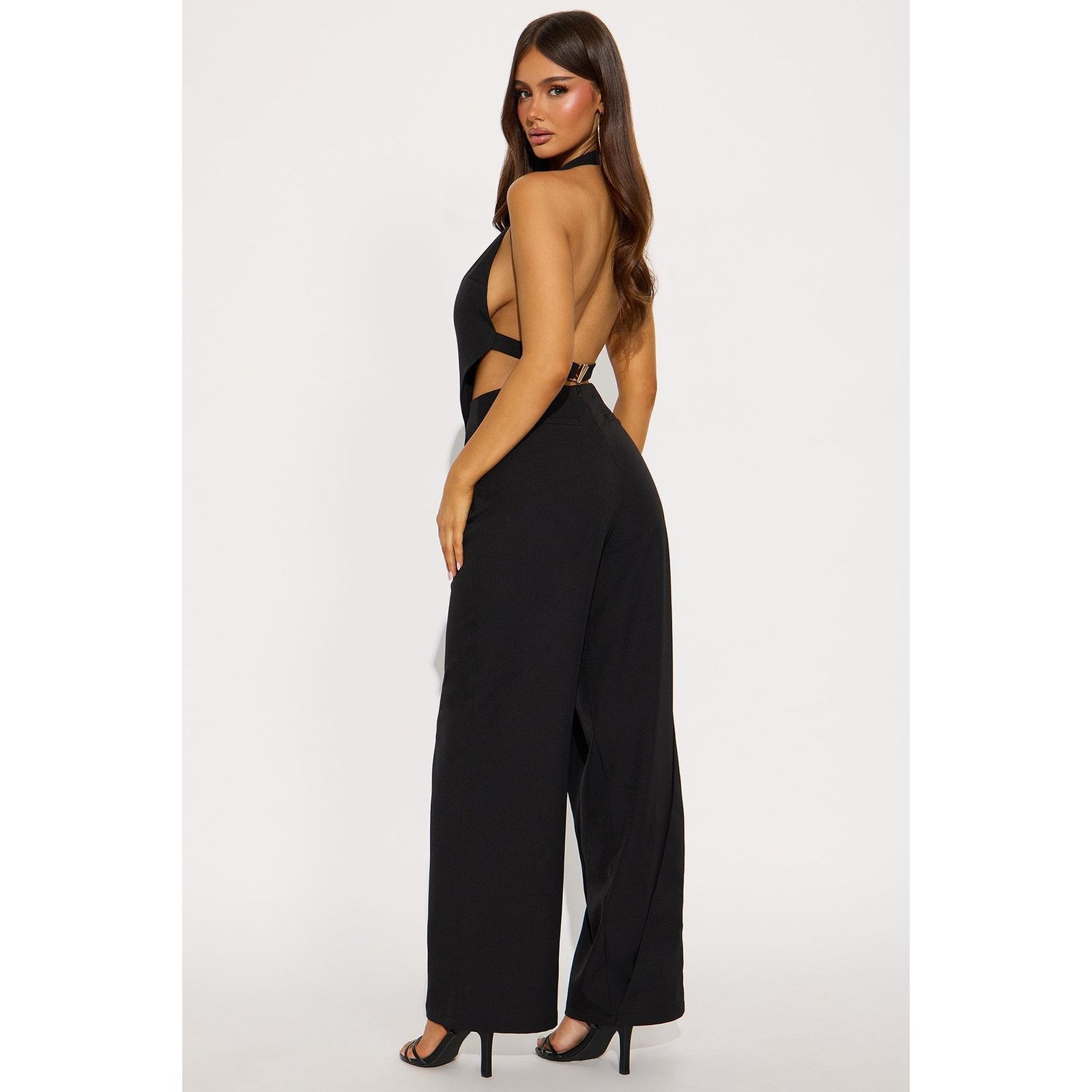 Other Clarise Halter Jumpsuit - Black - Size M Size 22" - 3 Thumbnail
