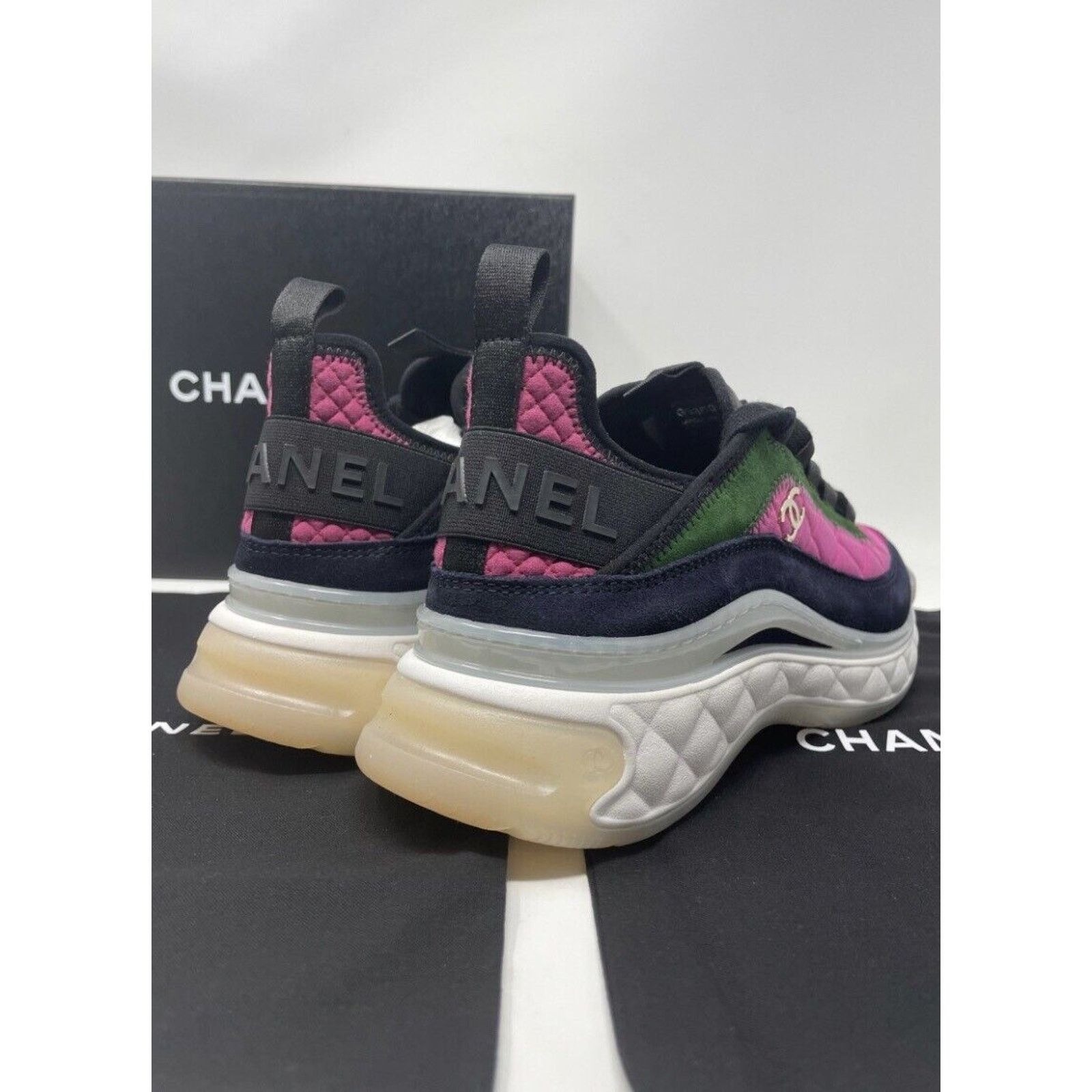 Chanel Chanel 21K Sneakers Pink, Green, Dark Pink NIB Size 37.5 Size US 6.5 / IT 36.5 - 3 Thumbnail