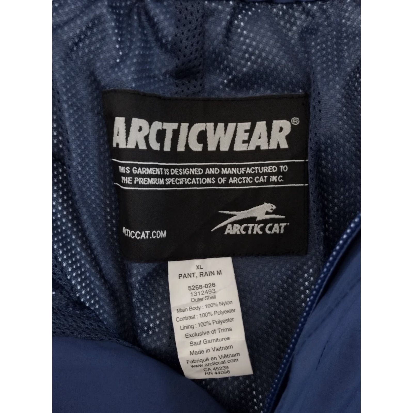 Vintage Arctic Cat Atcticwear Men's Rain Waterproof Pants XL 36x32 Blue Tapered Zip Water Repellent Activewear Windproof, 5268-026 Size US 36 / EU 52 - 6 Thumbnail