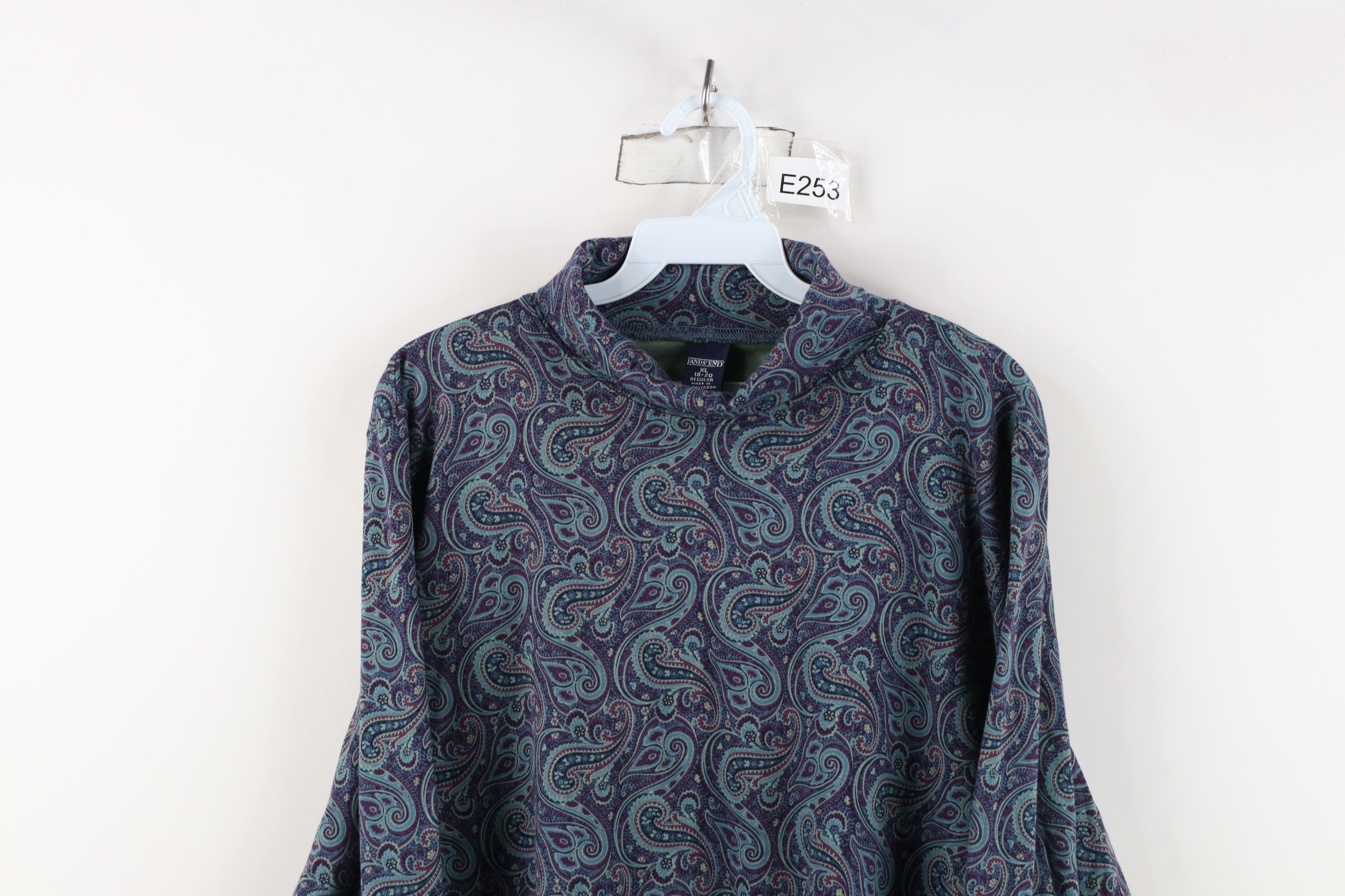 Lands' End Vintage 90s Lands End Paisley Long Sleeve Turtleneck T-Shirt Size XL / US 12-14 / IT 48-50 - 2 Thumbnail