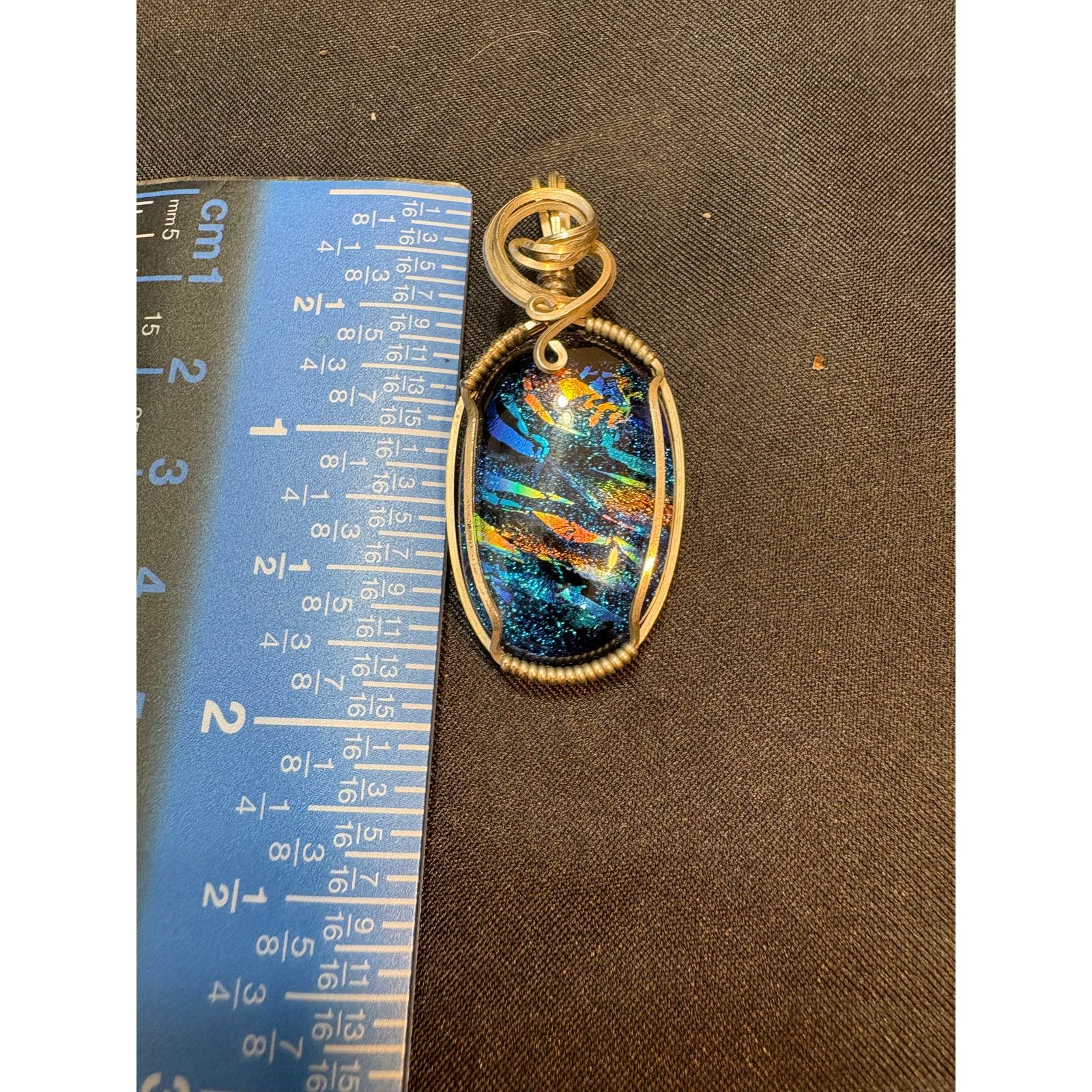 Other Large Sterling Silver Wire-Wrapped Dichroic Glass Pendant Size ONE SIZE - 3 Thumbnail