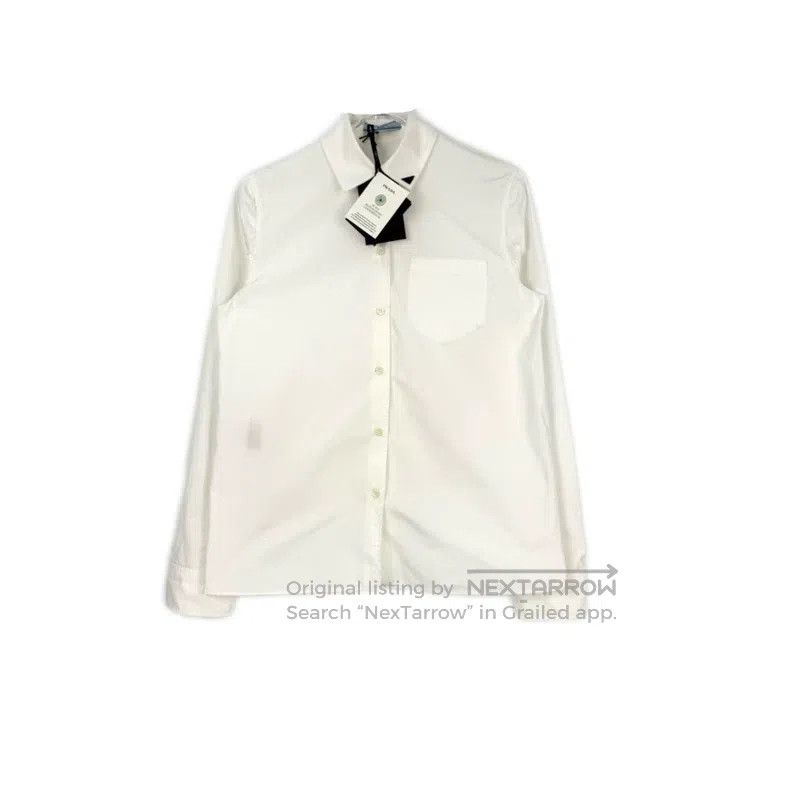 Prada Prada White collar metal triangle logo shirt Size US XXS / EU 40 - 1 Thumbnail