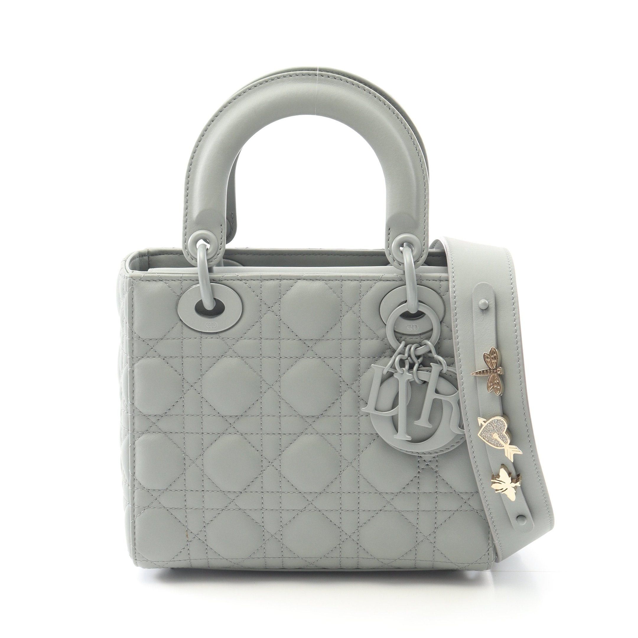 Dior Dior Lady Dior My Abcdior Small Canage Handbag Leather Gray Green Size ONE SIZE - 1 Thumbnail