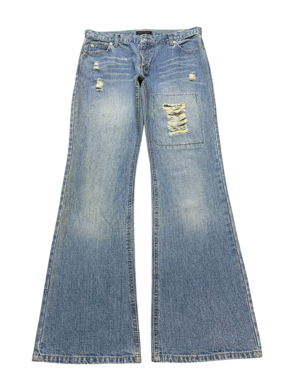 Hysteric Glamour Vintage Japanese Blue Faded Wash Distress Wide Leg Flare Size US 32 / EU 48 - 1 Thumbnail