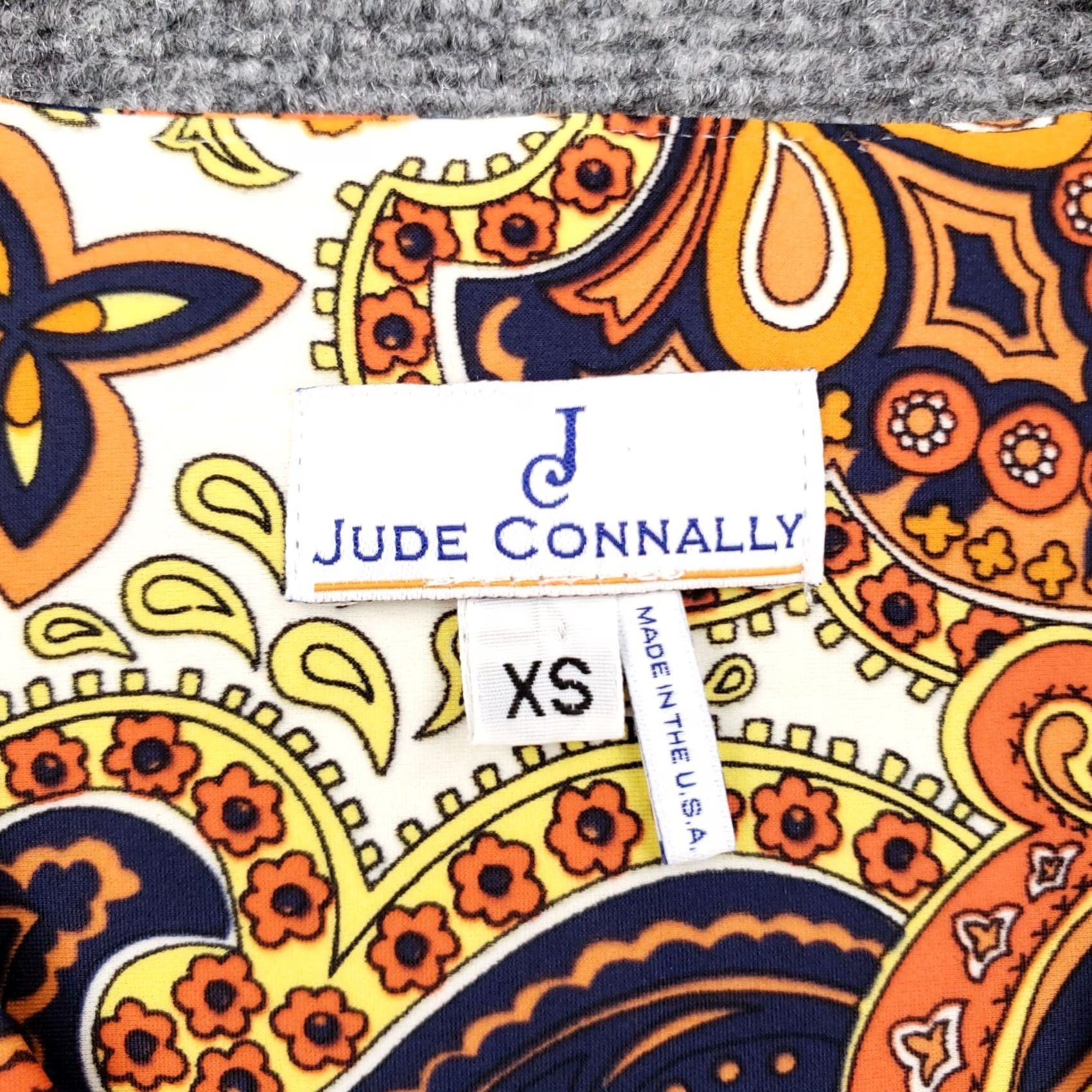 Vintage Jude Connally Womens XS Orange Paisley V-Neck Short Sleeve Top Casual Size XS / US 0-2 / IT 36-38 - 3 Thumbnail