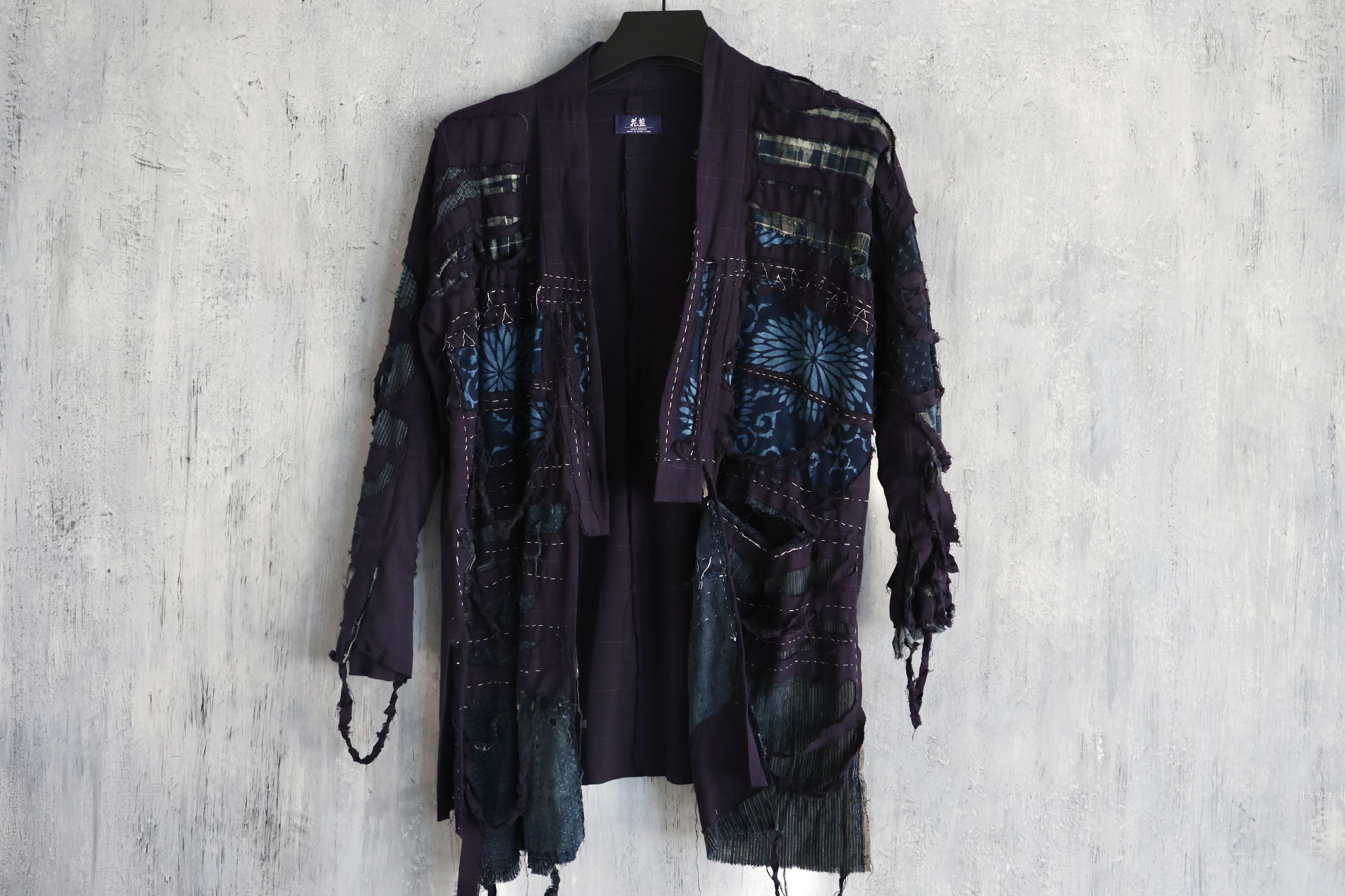 Handmade worn effect distressed kimono Boro hand stitched