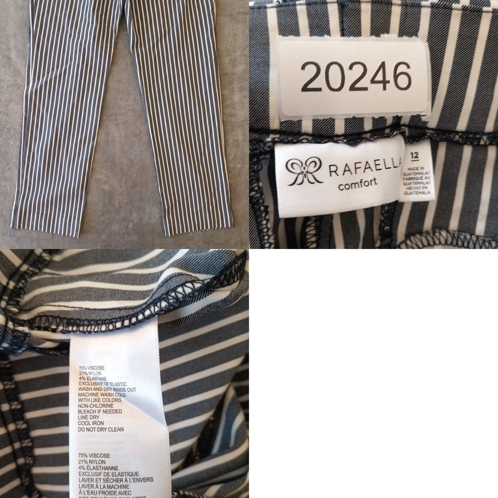 Vintage Rafaella Pants Womens Size 12 Gray Striped Skinny Stretch Pull On Ankle 32x27 Size 34" / US 12 / IT 48 - 8 Thumbnail