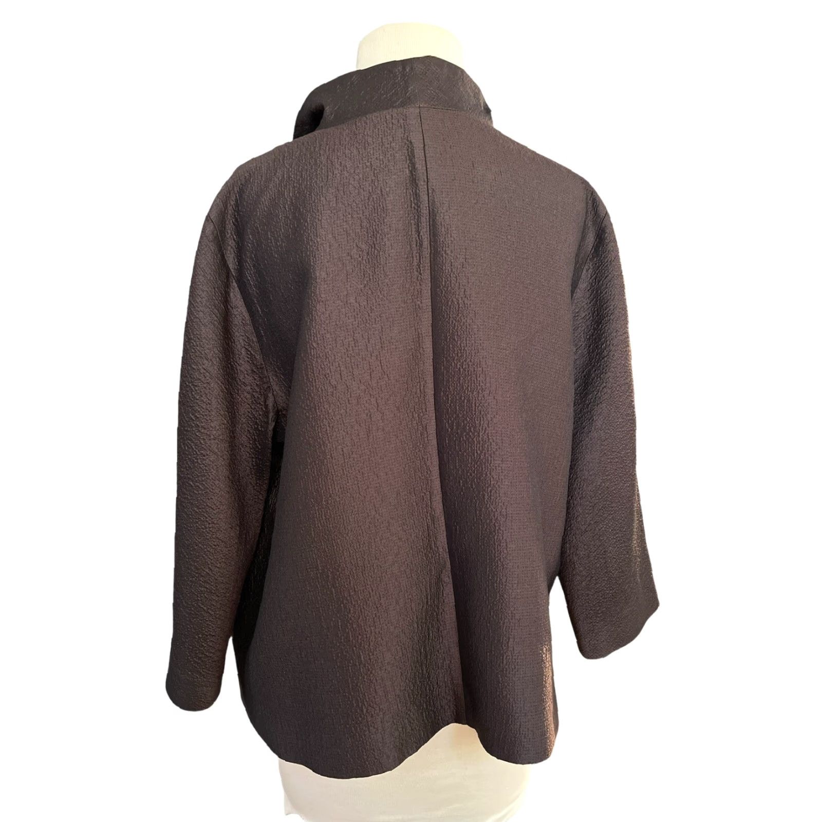 Eileen Fisher Eileen Fisher Woman Jacket Medium Brown Fabric Buttons Funnel Neck Size M / US 6-8 / IT 42-44 - 4 Thumbnail
