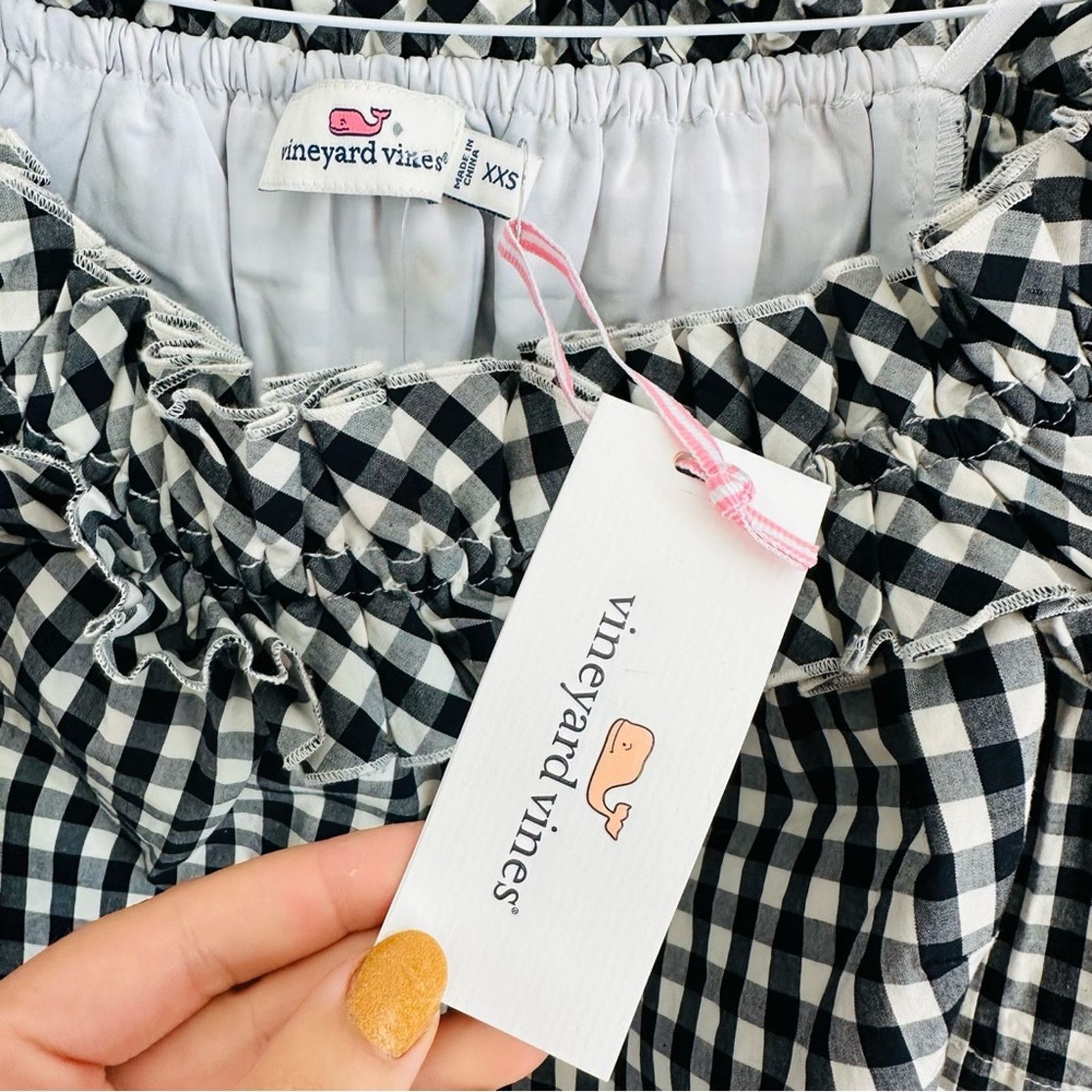 Vineyard Vines NEW VINEYARD VINES Black White Gingham Ruffle Mini Dress Size XXS / US 00 / IT 34 - 6 Thumbnail