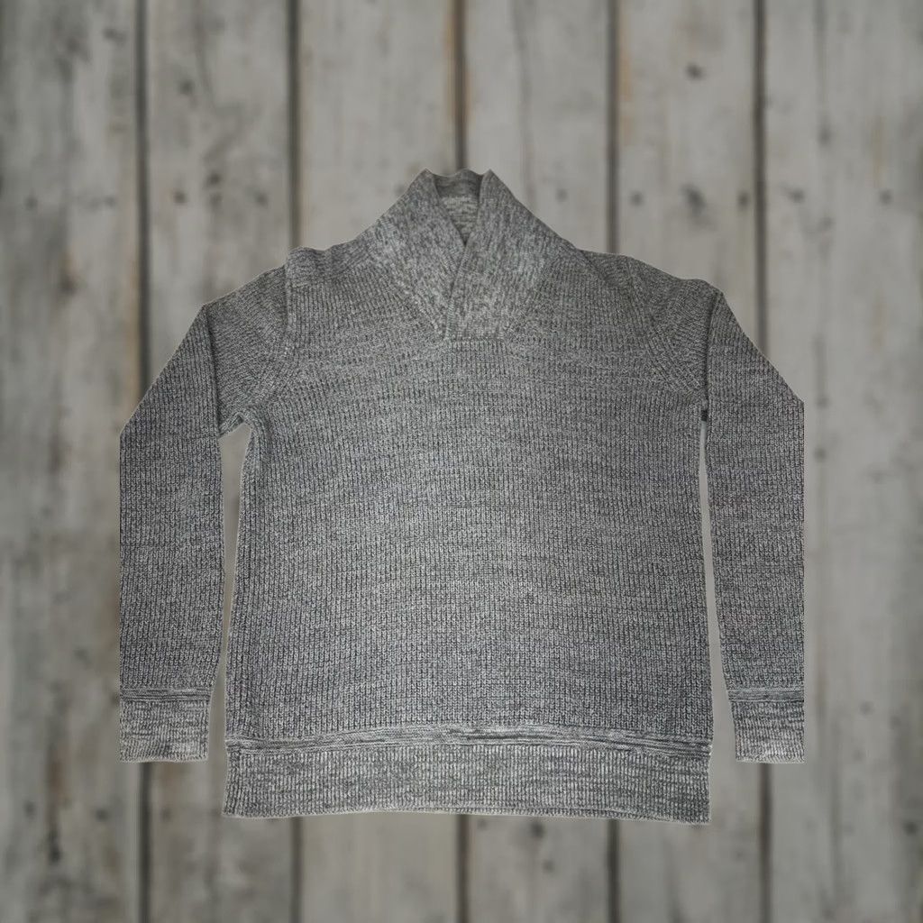 Gap Gap Sweater Gray Shawl Collar Pullover Knit Cotton Mens Medium Long Sleeve Pullover Pockets Classic Regular VINTAGE? Size US M / EU 48-50 / 2 - 1 Thumbnail