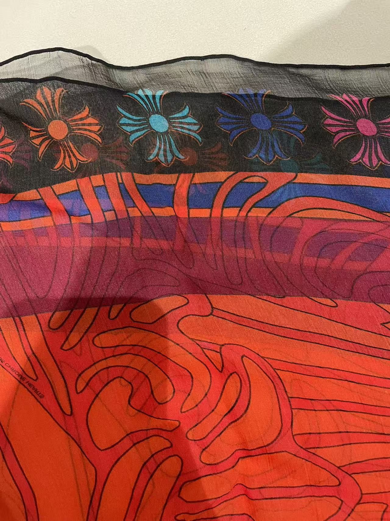 Chrome Hearts Chrome Hearts Mapplethorpe Multi-Color Cross Red Silk Scarf Size ONE SIZE - 7 Thumbnail