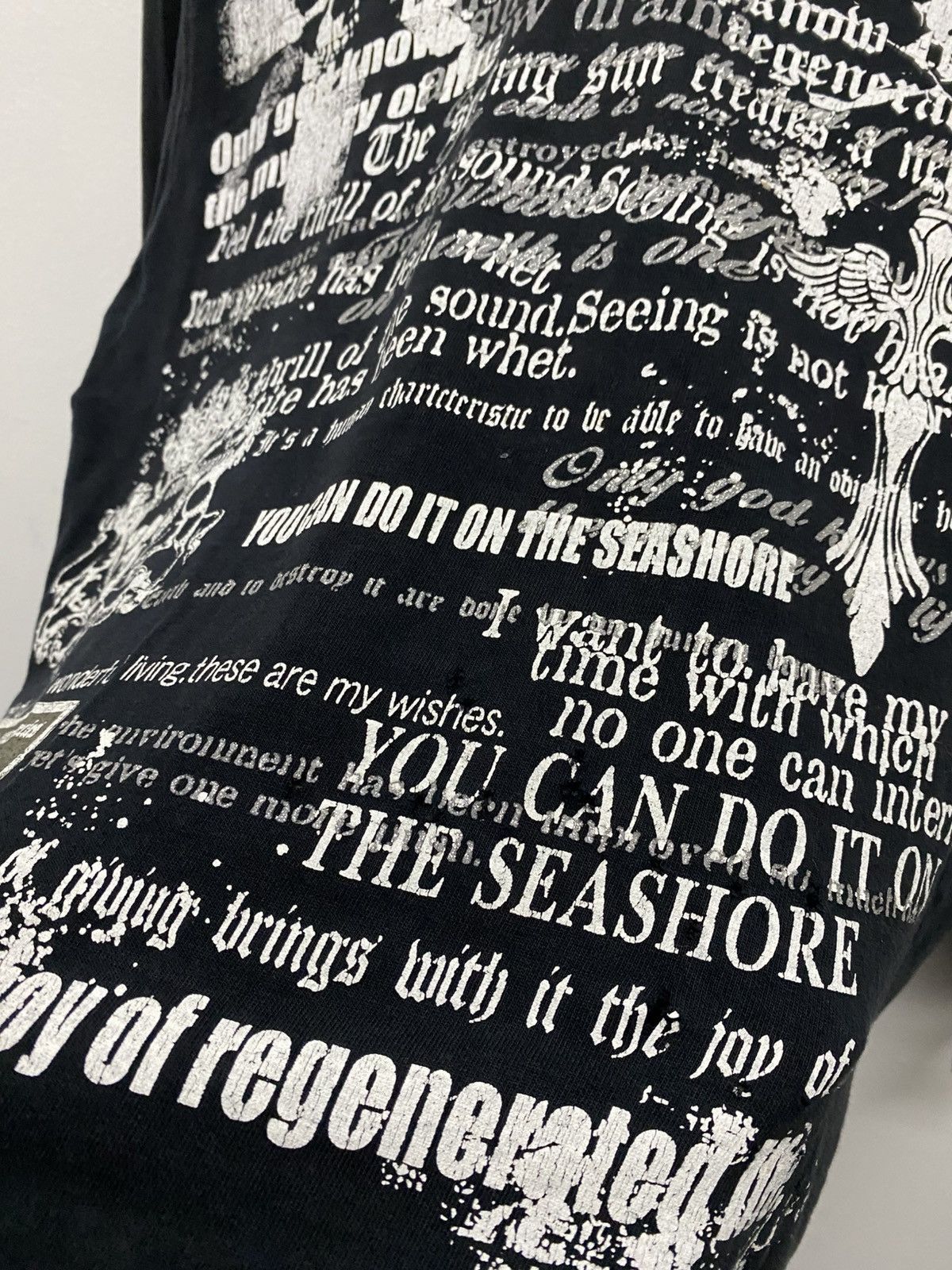 If Six Was Nine Distressed Japanese Design Skull Cross Poem Punk Style Tee Size US M / EU 48-50 / 2 - 7 Thumbnail