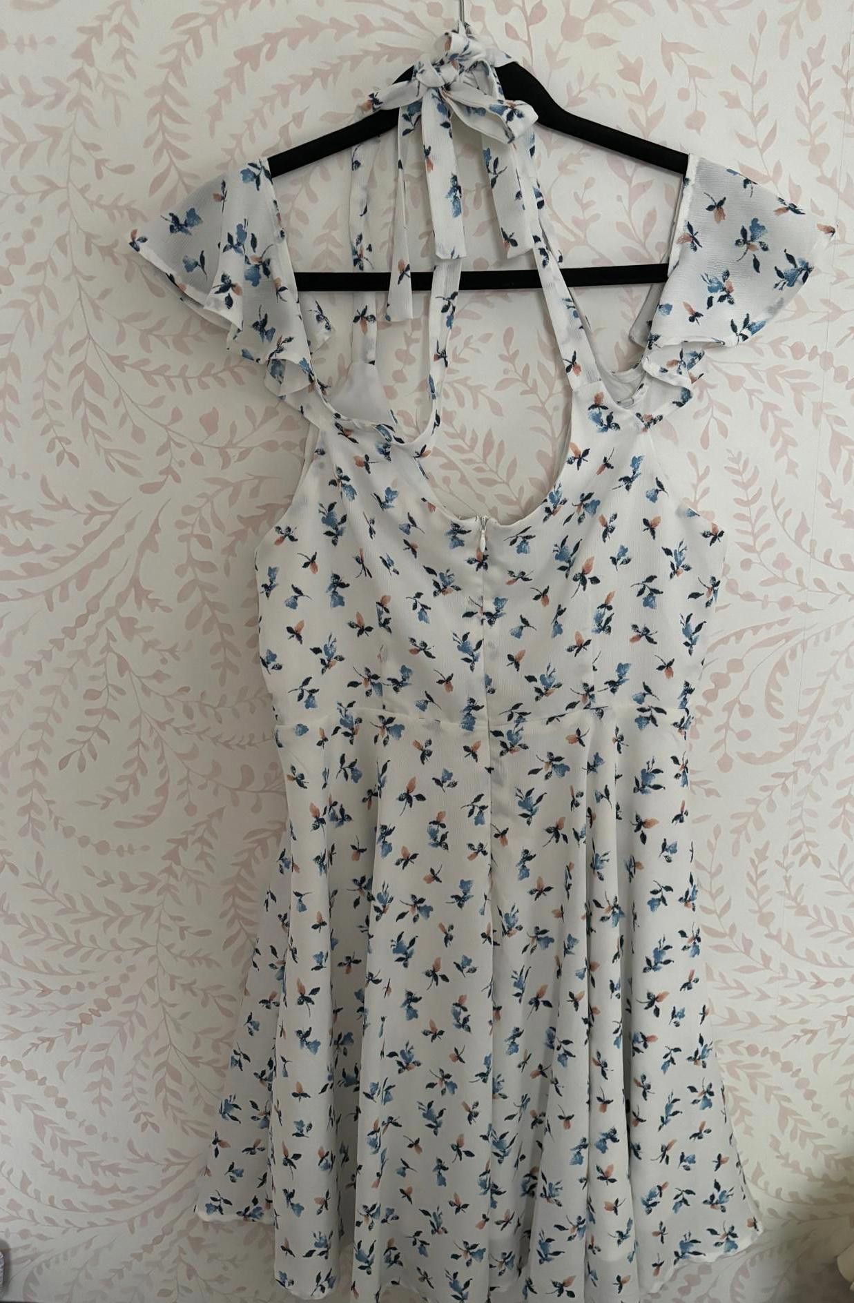 Designer NWOT Altar'd State Lia Floral Halter Dress Ruffed Sleeve LG Size L / US 10 / IT 46 - 6 Thumbnail