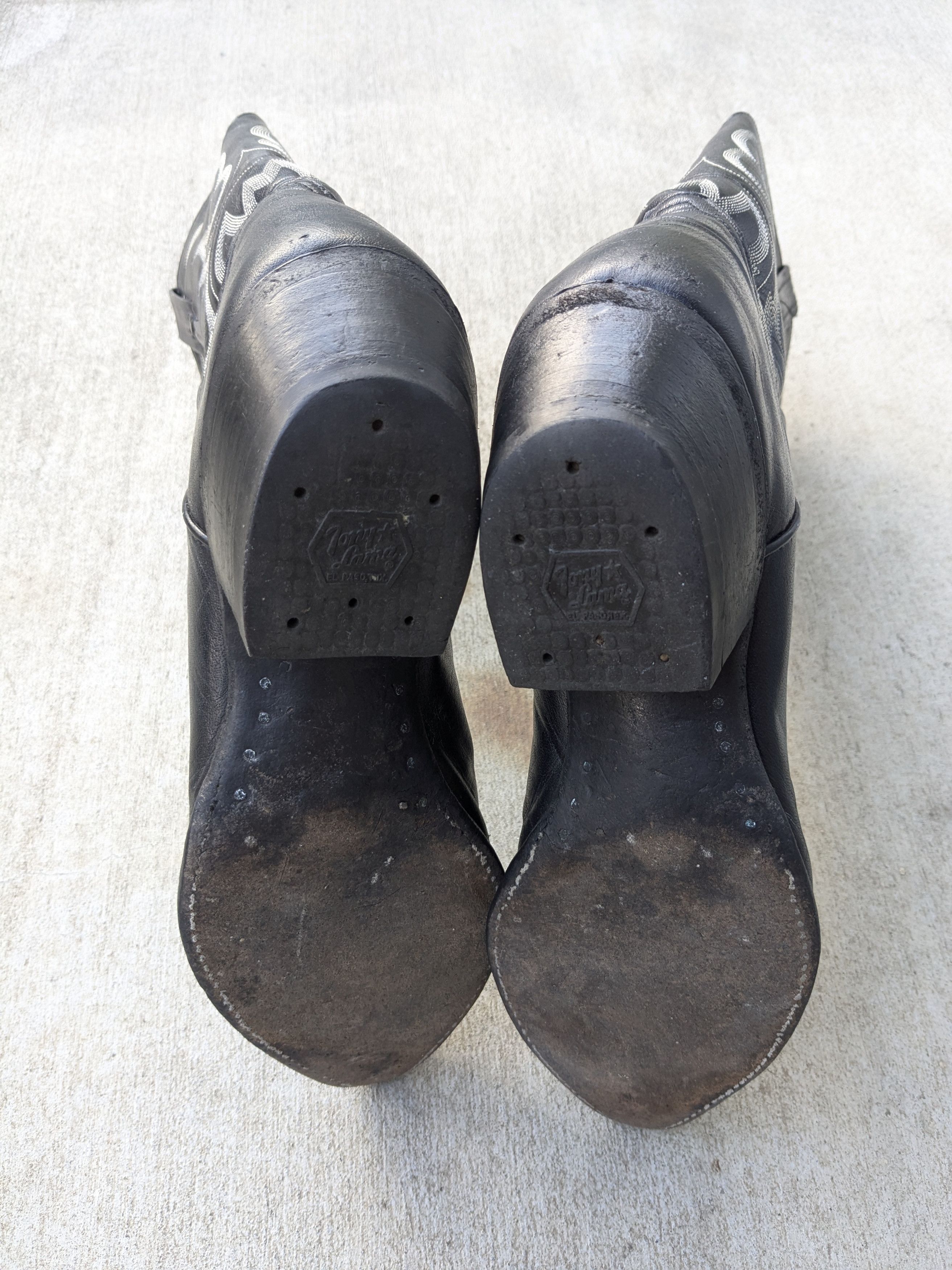 Tony Lama Tony Lama Cowboy Boots Black 9.5 D USA Leather Western Size US 9.5 / EU 42-43 - 14 Thumbnail