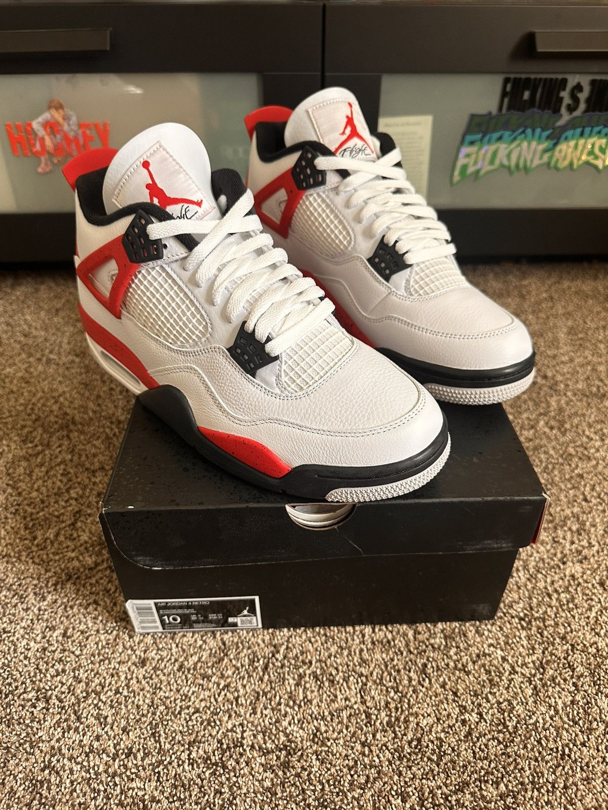 Jordan Brand Jordan 4 Retro Red Cement Size US 10 / EU 43 - 2 Thumbnail
