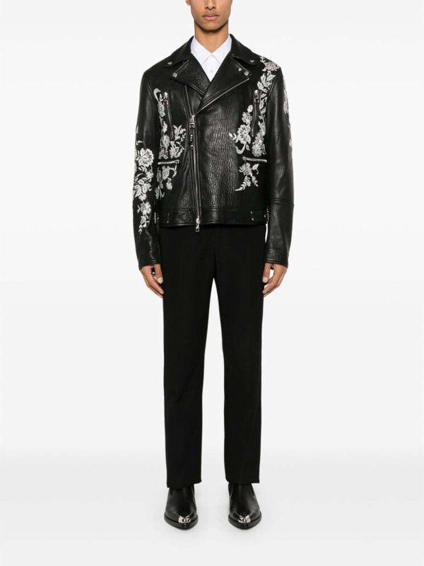 Alexander McQueen o1srvl11e0226 Leather Biker Jacket In Black Size US L / EU 52-54 / 3 - 5 Thumbnail