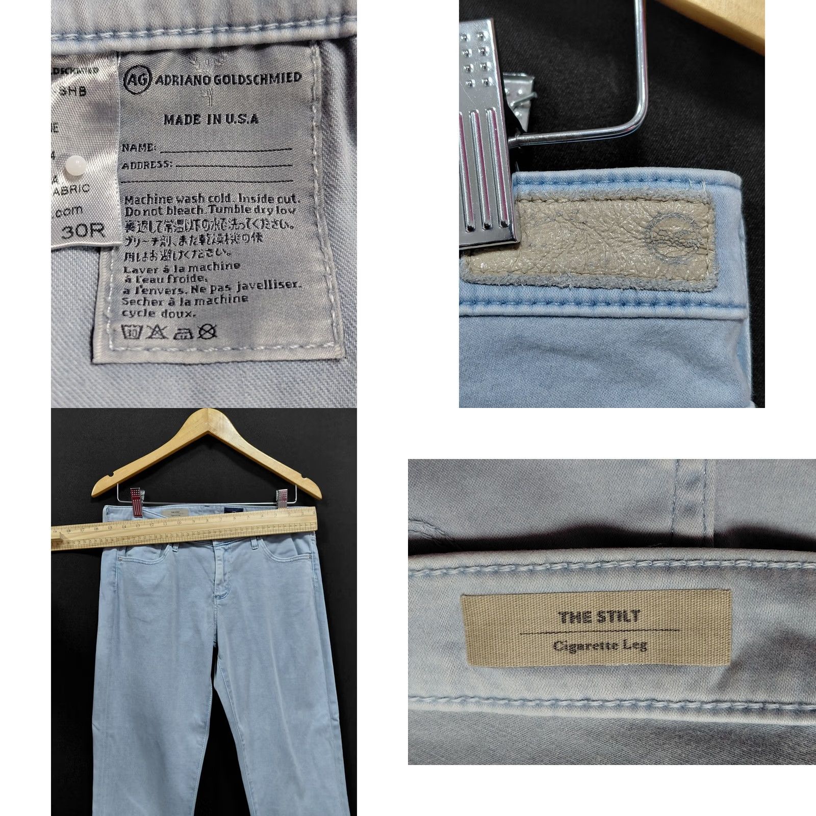 Vintage Adriano Goldschmied The Stilt Cigarette Leg Jeans Light Blue 30R Regular Women Jeans Size 30" / US 8 / IT 44 - 8 Thumbnail