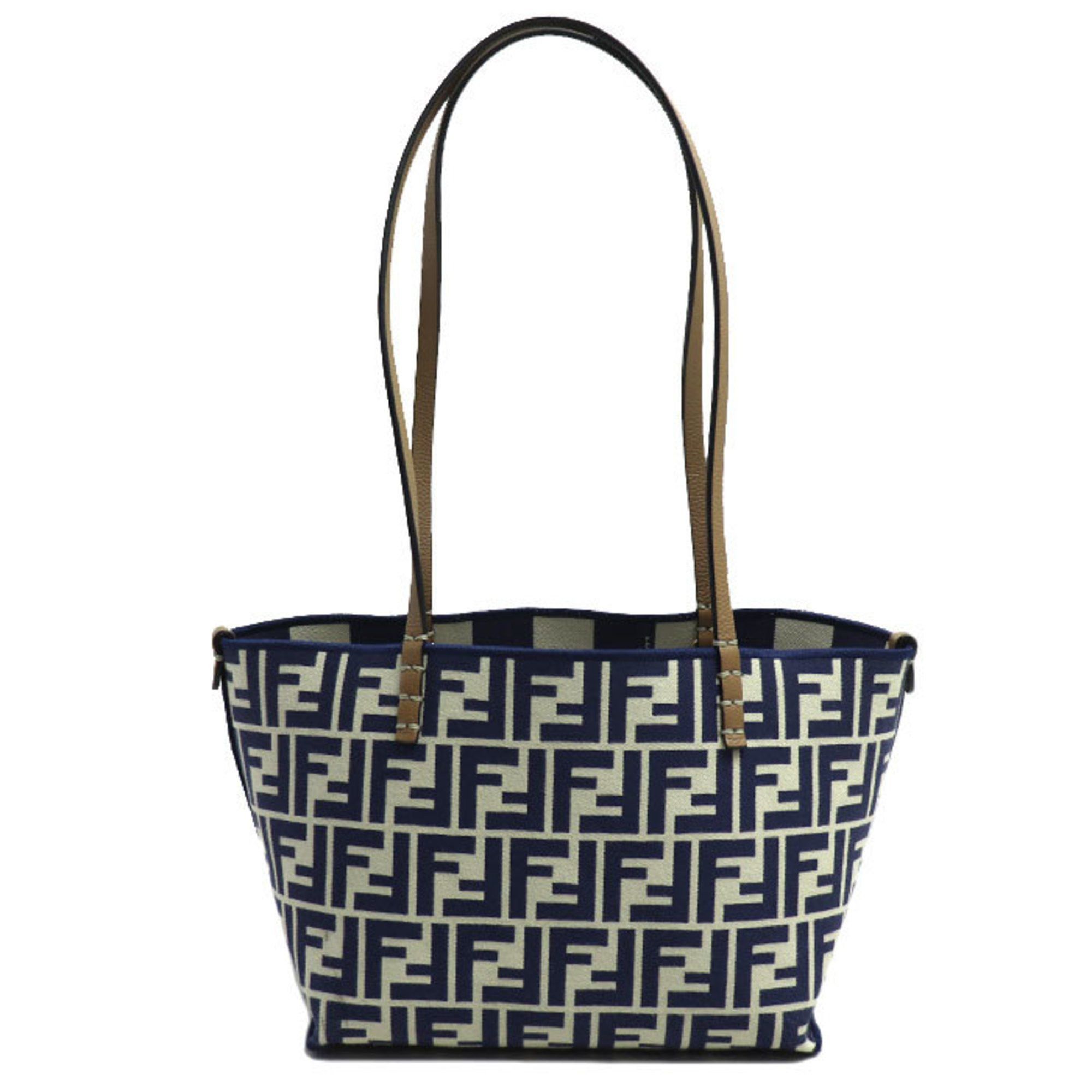 Fendi Roll Small Reversible Tote Bag Blue White 8Bh424 Women's