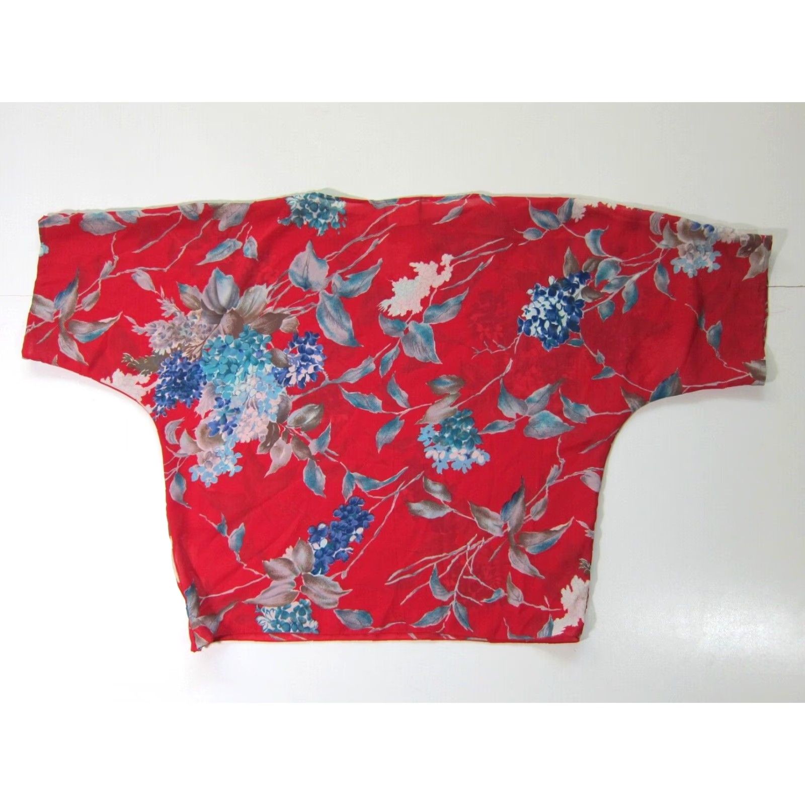 Vintage VINTAGE Teddi Of California Blouse Women L Floral Red Blue Tunic Short Sleeve Shirt Womens Size L / US 10 / IT 46 - 2 Thumbnail