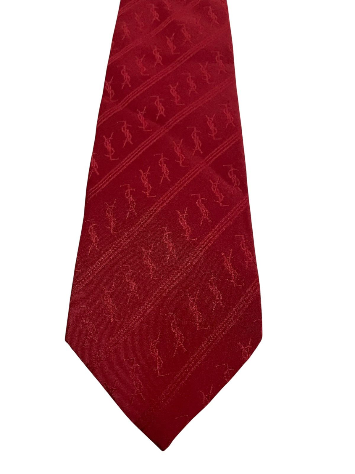 Yves Saint Laurent Luxury Saint Lauren Monogram Silk Necktie Size ONE SIZE - 2 Thumbnail